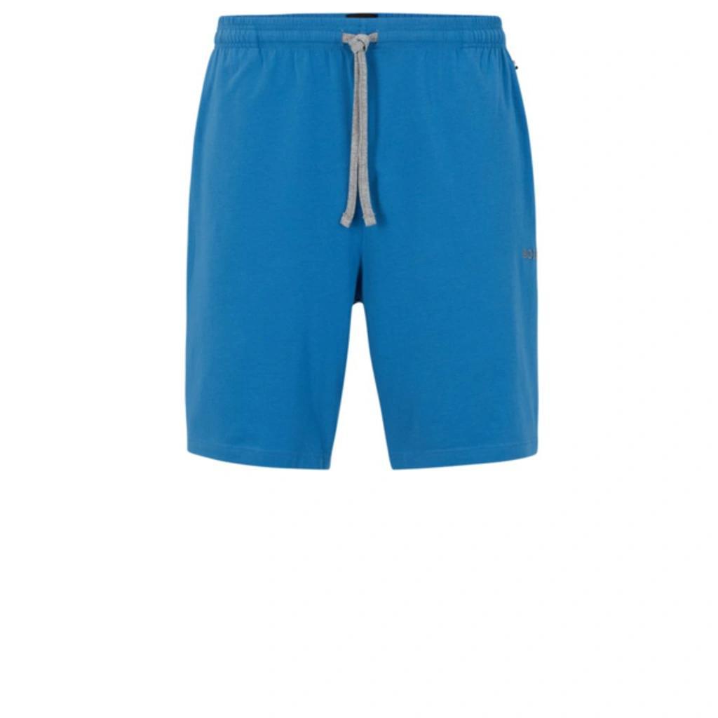 HUGO BOSS Stretch-cotton Shorts With Embroidered Logo In Blue Product Image