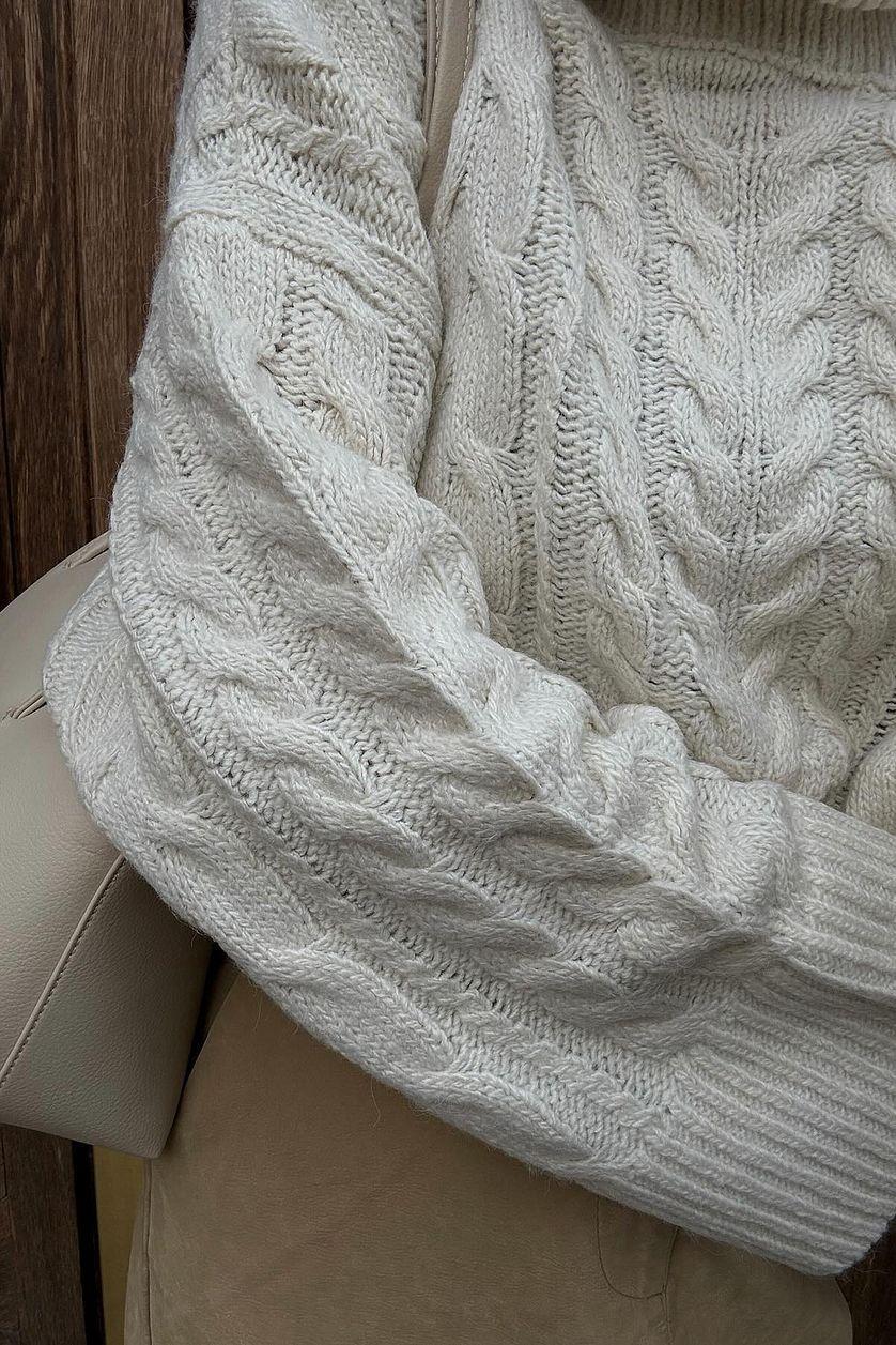 Turtle Neck Knitted Cable Sweater Product Image