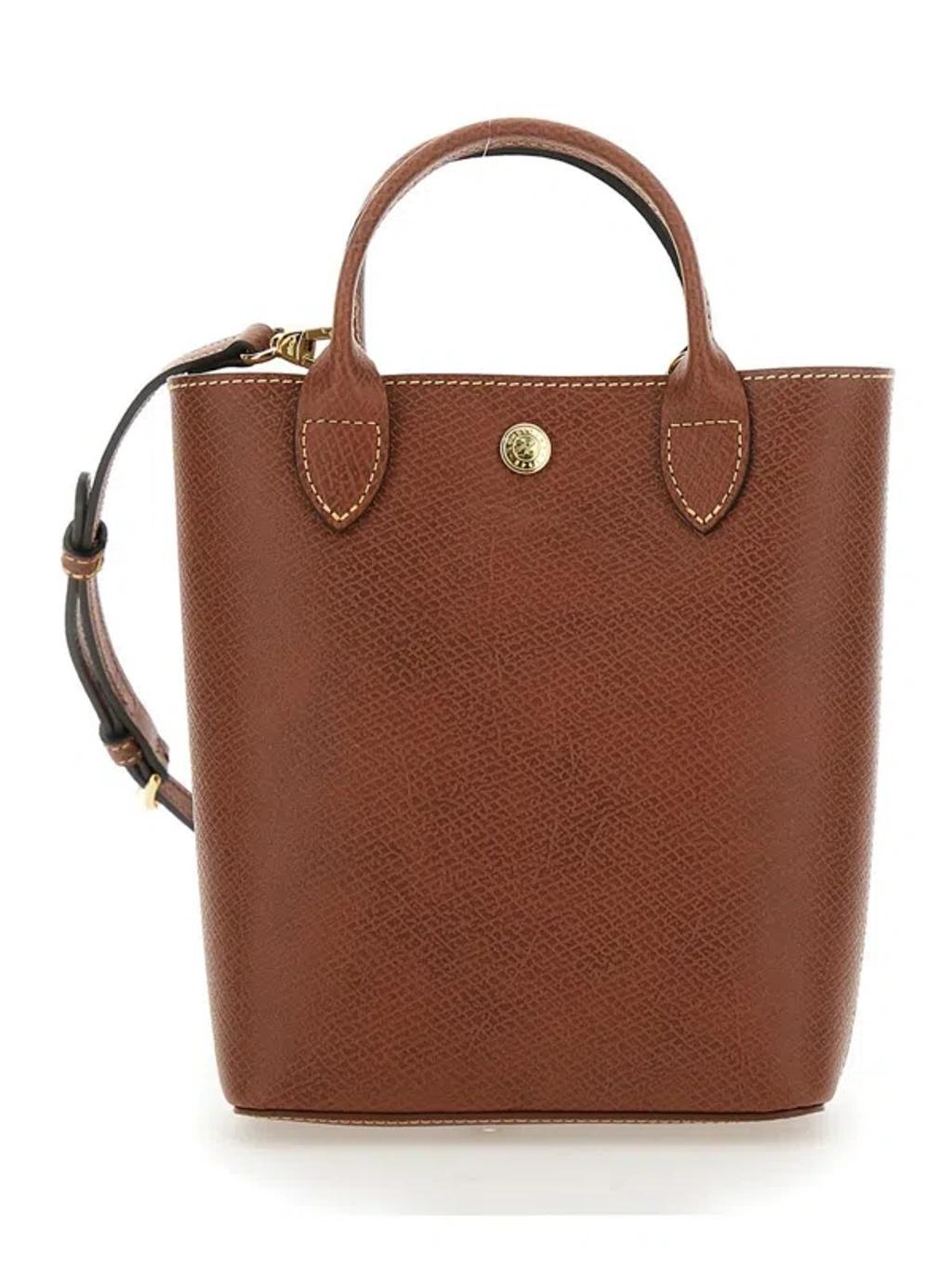 LONGCHAMP 'epure Xs' Brown Handbag With Logo Plaque On The Front And Textured Finish In Leather Woman Product Image