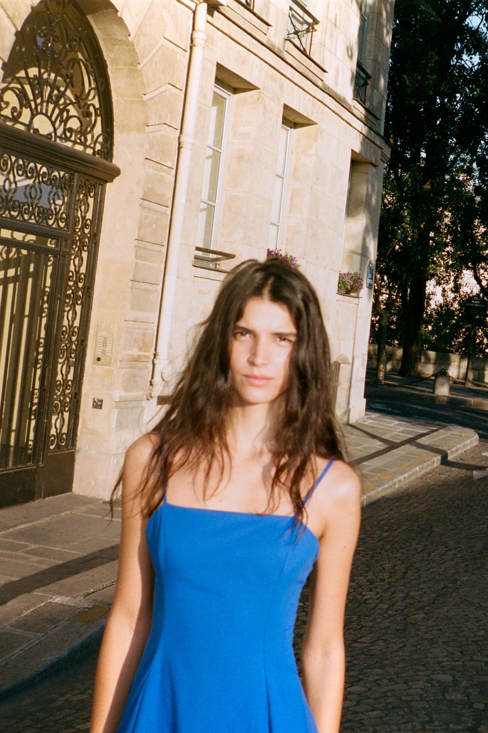 ASYMMETRIC POPLIN MIDI DRESS Product Image