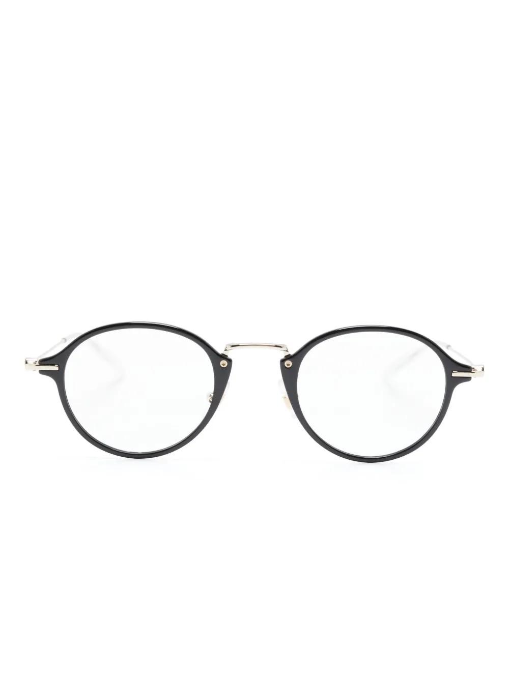 MONTBLANC Logo-plaque Round-frame Glasses In Black Product Image