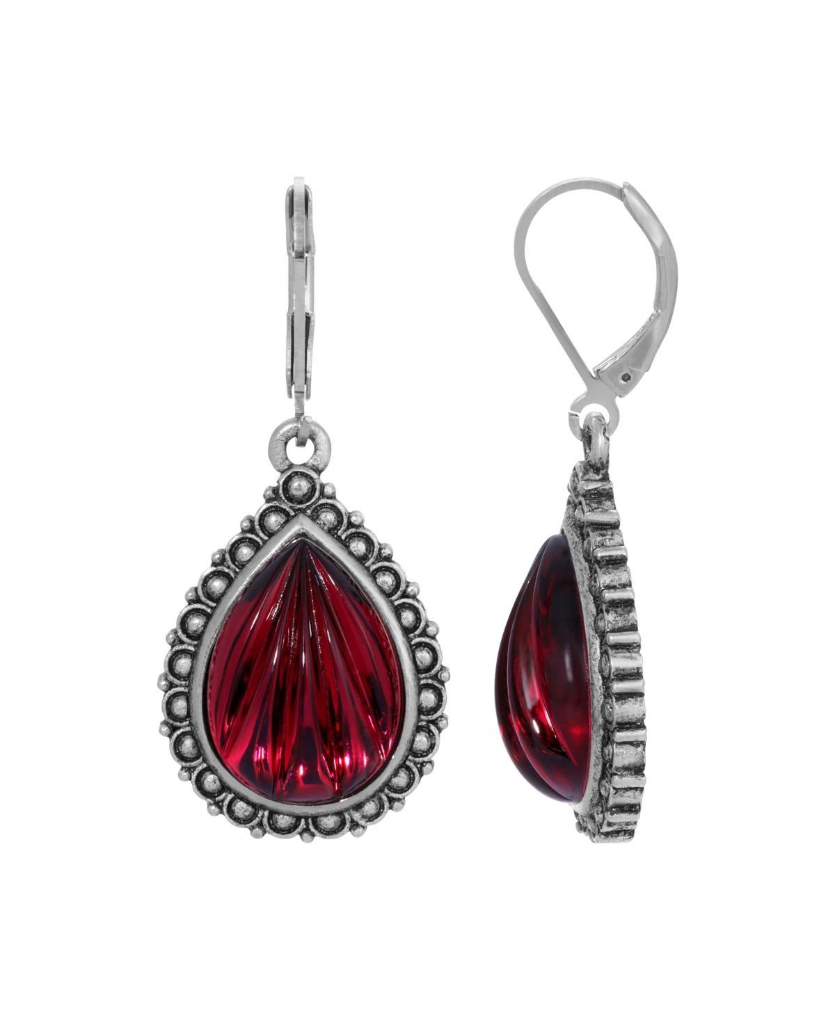 1928 Silver Tone Teardrop Earrings, Women's, Purple Product Image