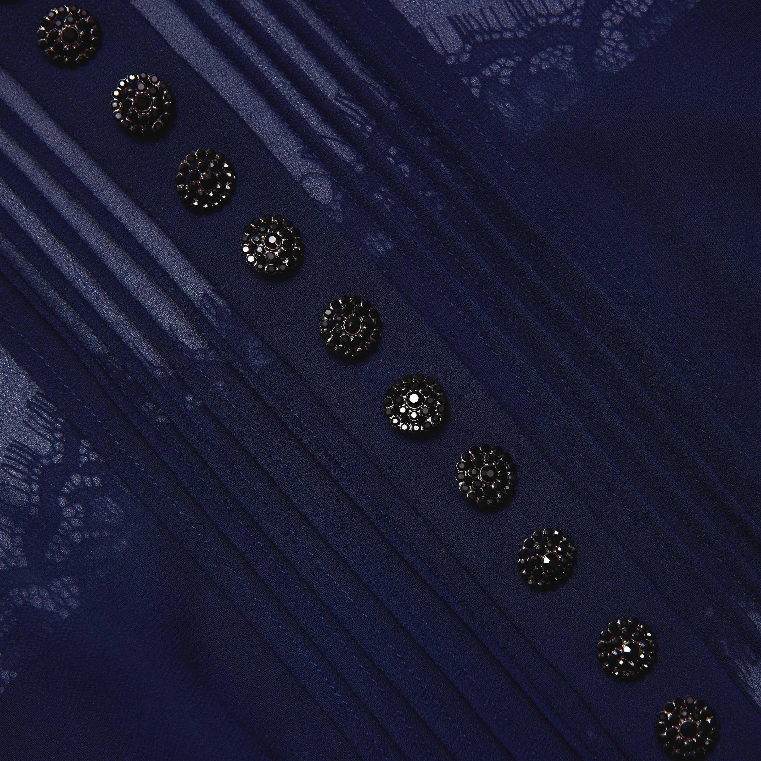 Navy Chiffon Ruffle Mini Dress Product Image