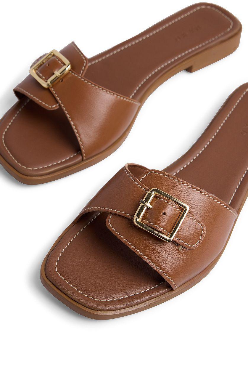 Leather Buckle Slippers Product Image