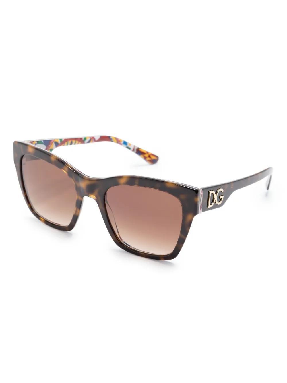 DOLCE & GABBANA Print Square-frame Gradient Sunglasses In Brown Product Image