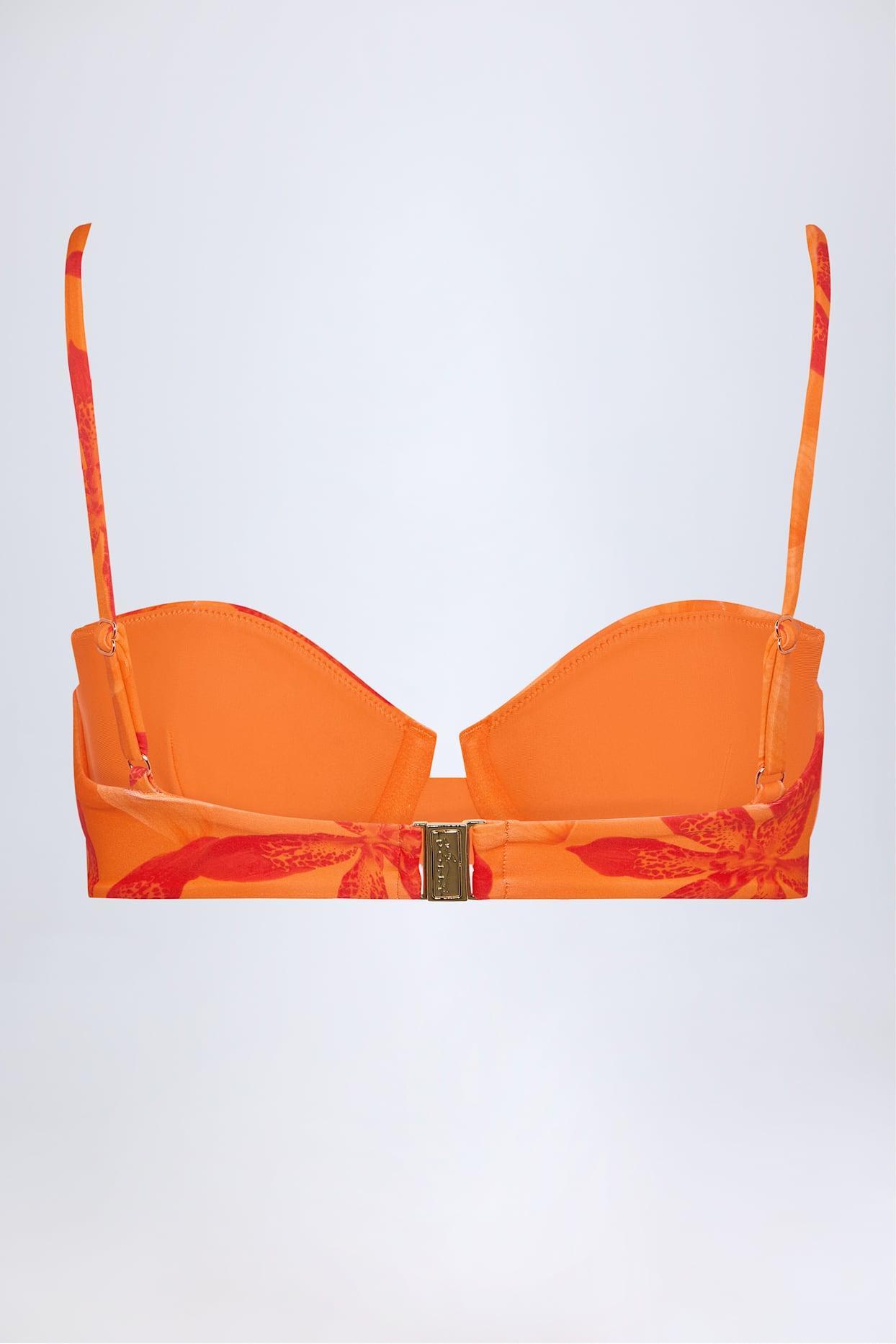 Underwired Balconette Bikini Top in Orange Orchid Print Product Image
