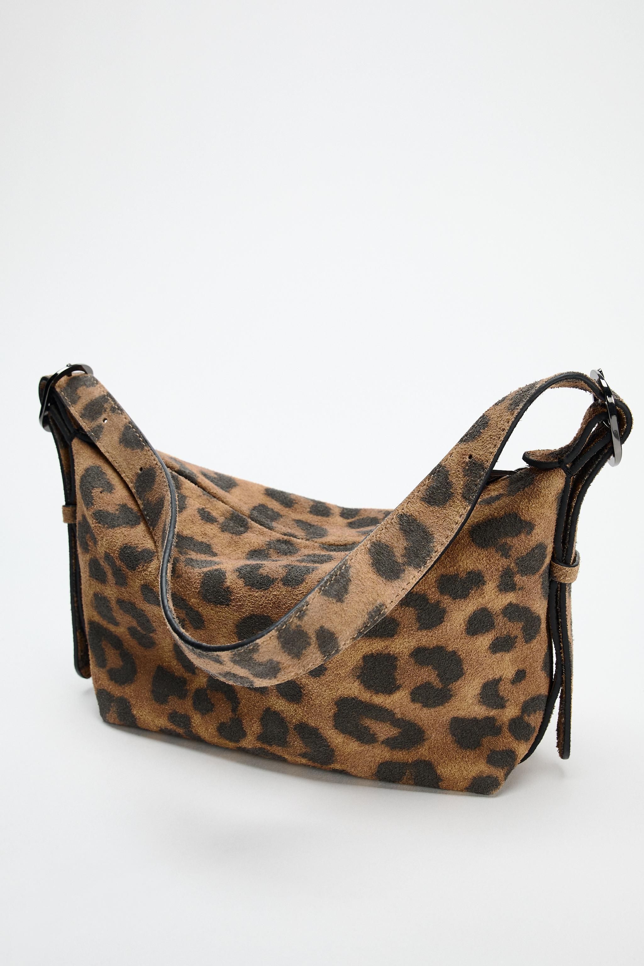 LEATHER ANIMAL PRINT SHOULDER BAG Product Image