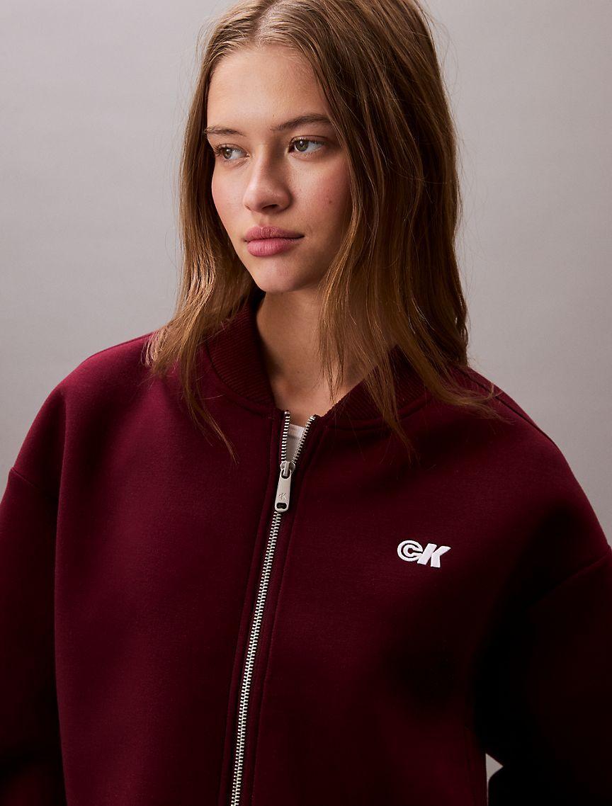 Calvin Klein Womens Smooth Cropped Relaxed Bomber Jacket - Red Product Image