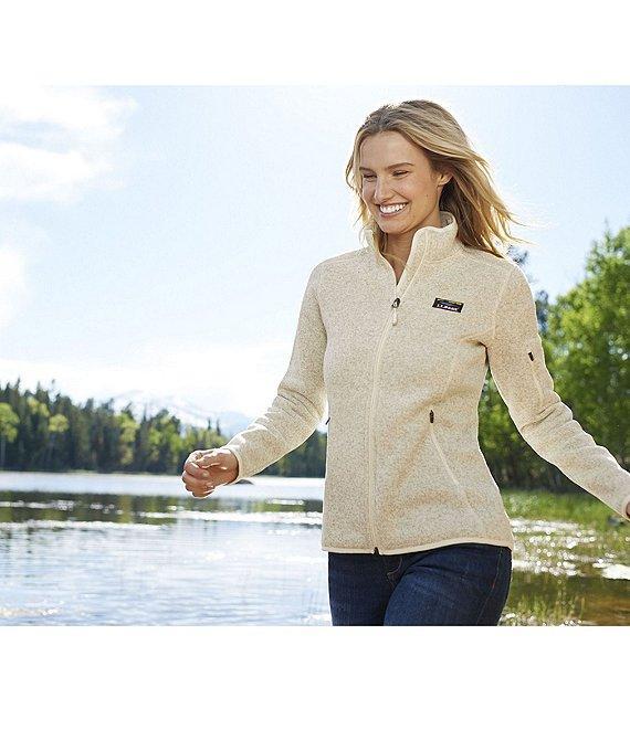 L.L.Bean Fleece Knit Stand Collar Long Sleeve Full Zip Sweater Jacket Product Image