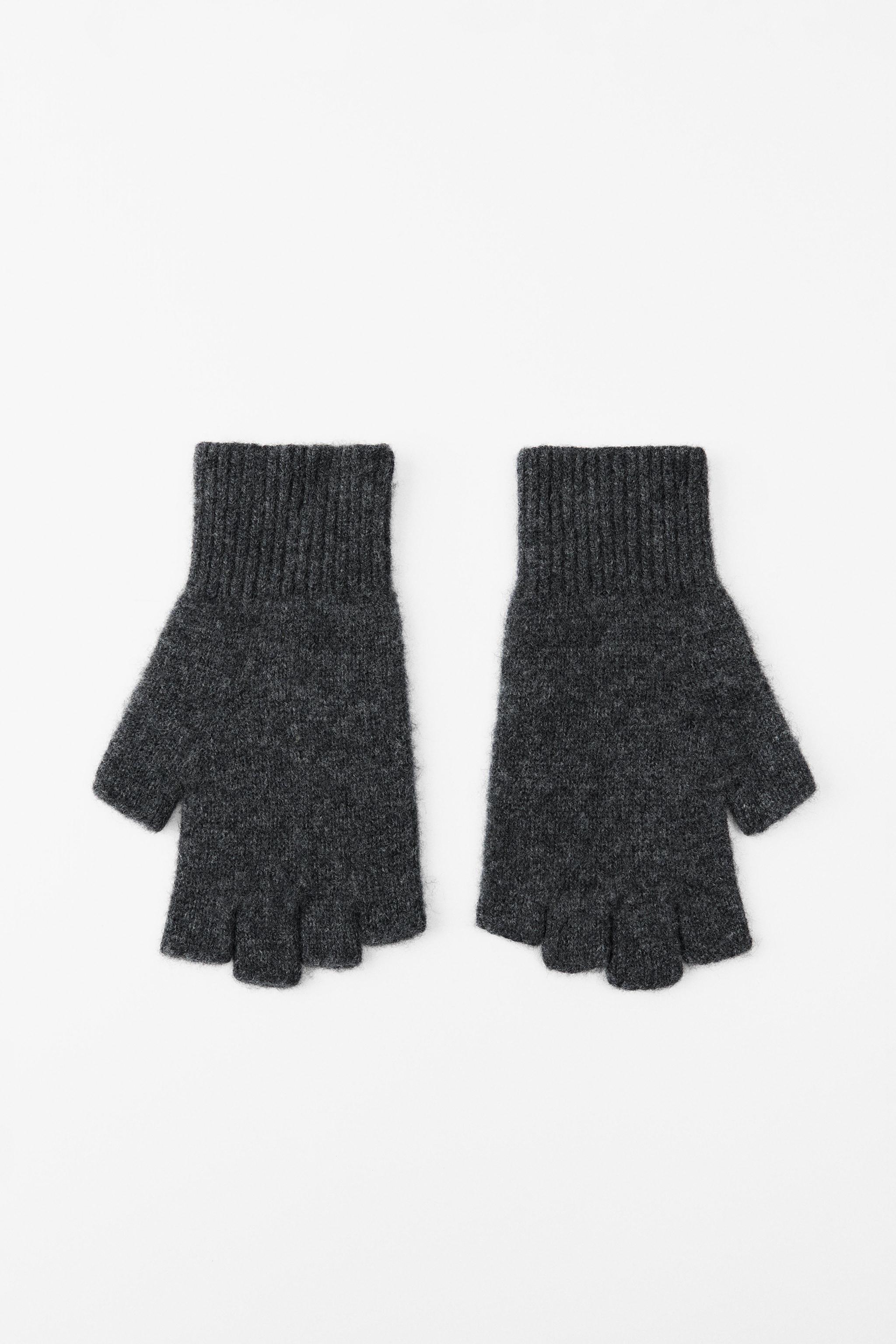 FINGERLESS WOOL BLEND KNIT GLOVES Product Image