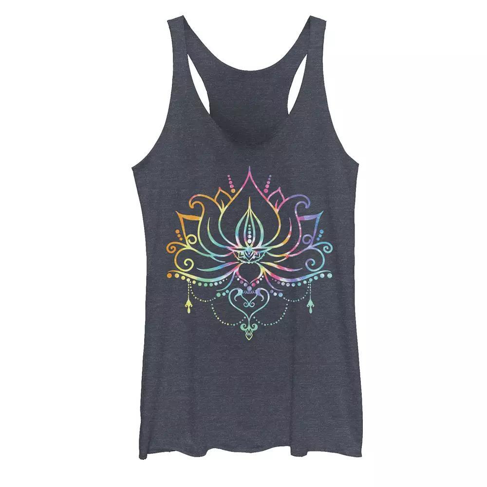 Juniors' Radial Tie-Dye Lotus Bloom Graphic Tank Top, Girl's,  Product Image