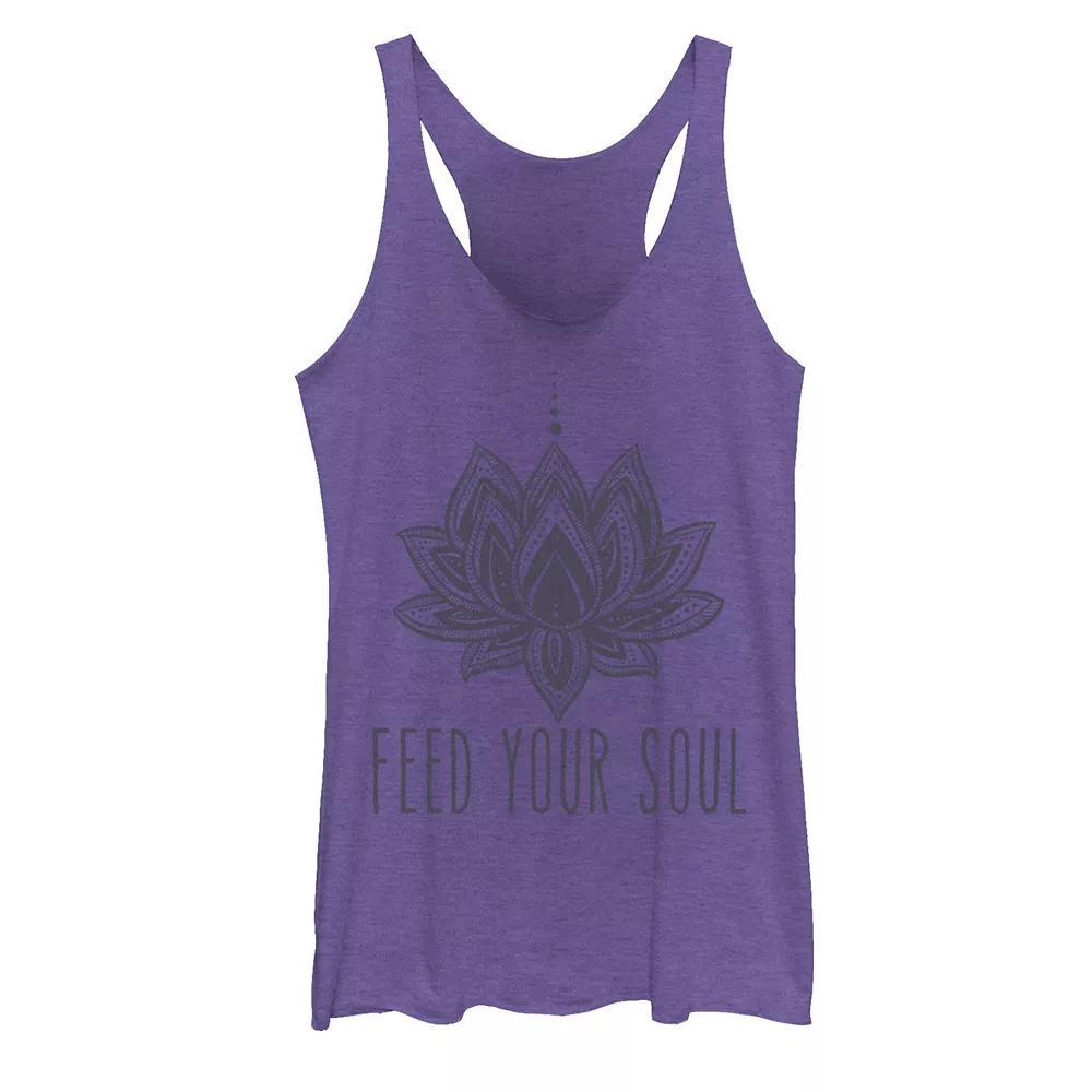 Juniors' Feed Your Soul Lotus Stamp Graphic Tank Top, Girl's, Size: Small, Purple Grey Product Image