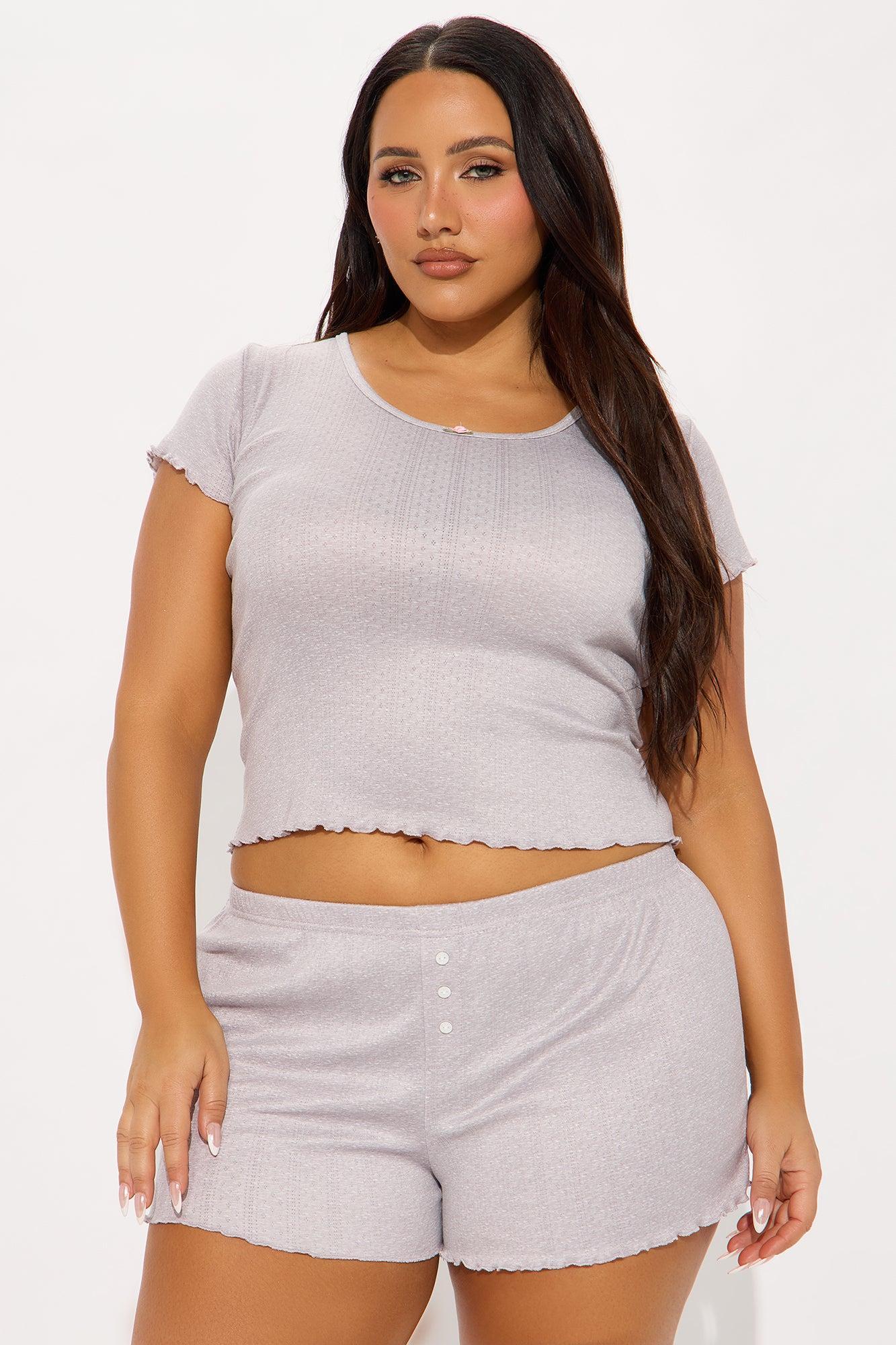 Stay Comfy Pointelle PJ Short Set - Heather Grey Product Image