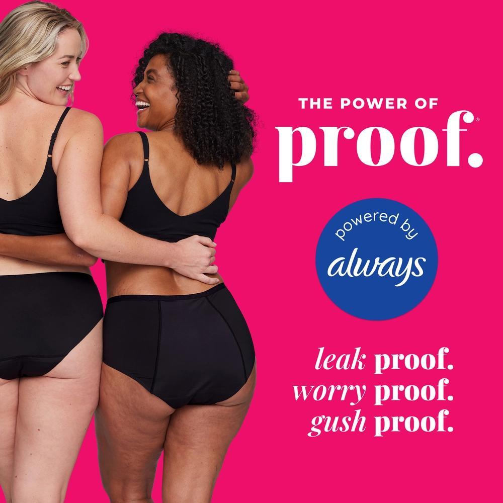 Proof. by Always Womens Briefs, Super Heavy Absorbency Period Underwear - Medium - Black Product Image