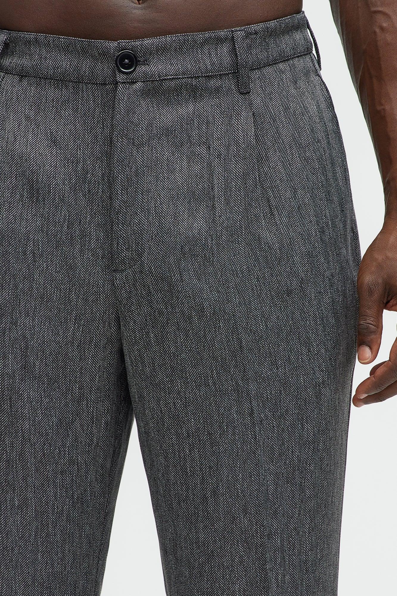 Double Time Pleated Straight Trousers - Grey/combo Product Image