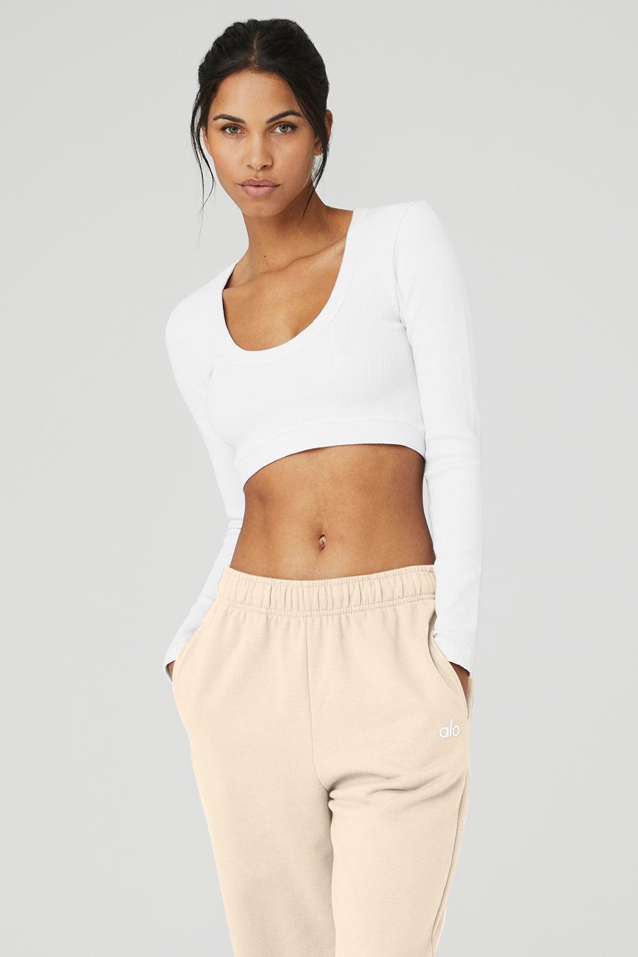 Alo Yoga | Seamless Ribbed Cropped Serene Long Sleeve Top Product Image