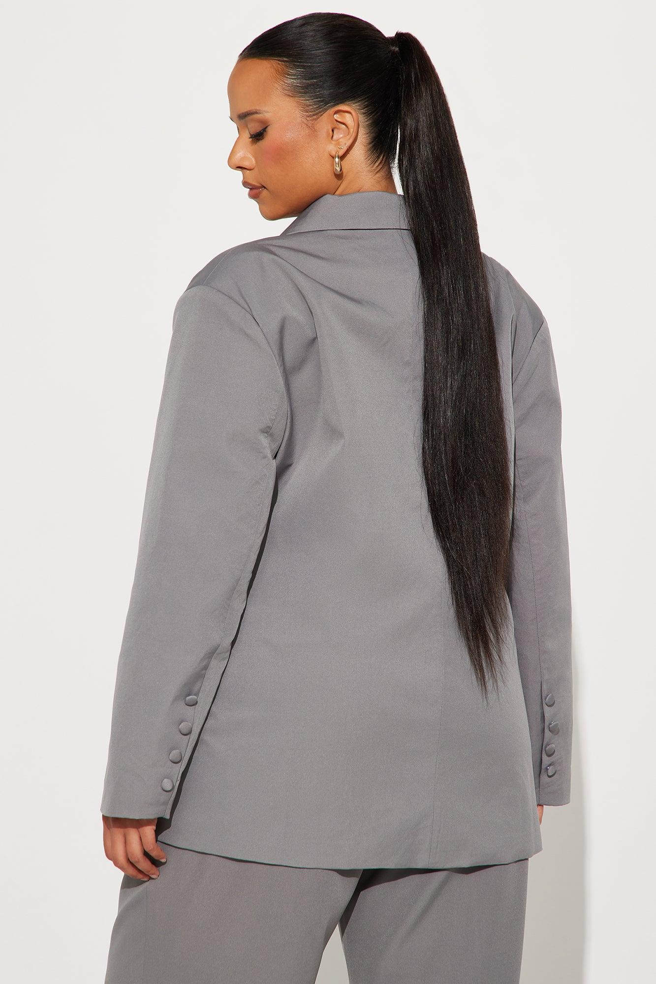 Office Behavior Oversized Blazer - Charcoal Product Image
