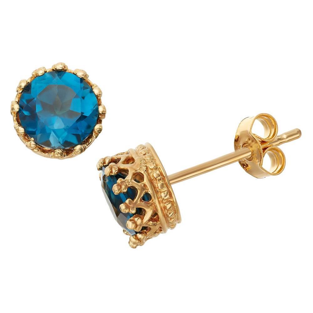 Designs by Gioelli 14k Gold Over Silver London Blue Topaz Crown Stud Earrings, Womens Product Image