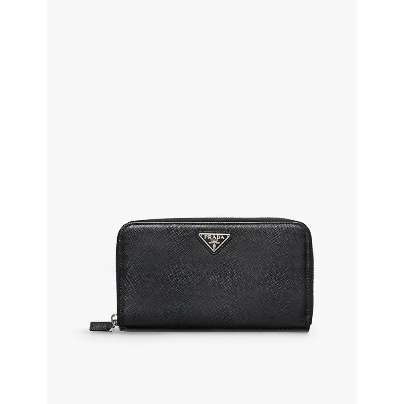 PRADA Womens Black Brand-plaque Large Leather Wallet Product Image