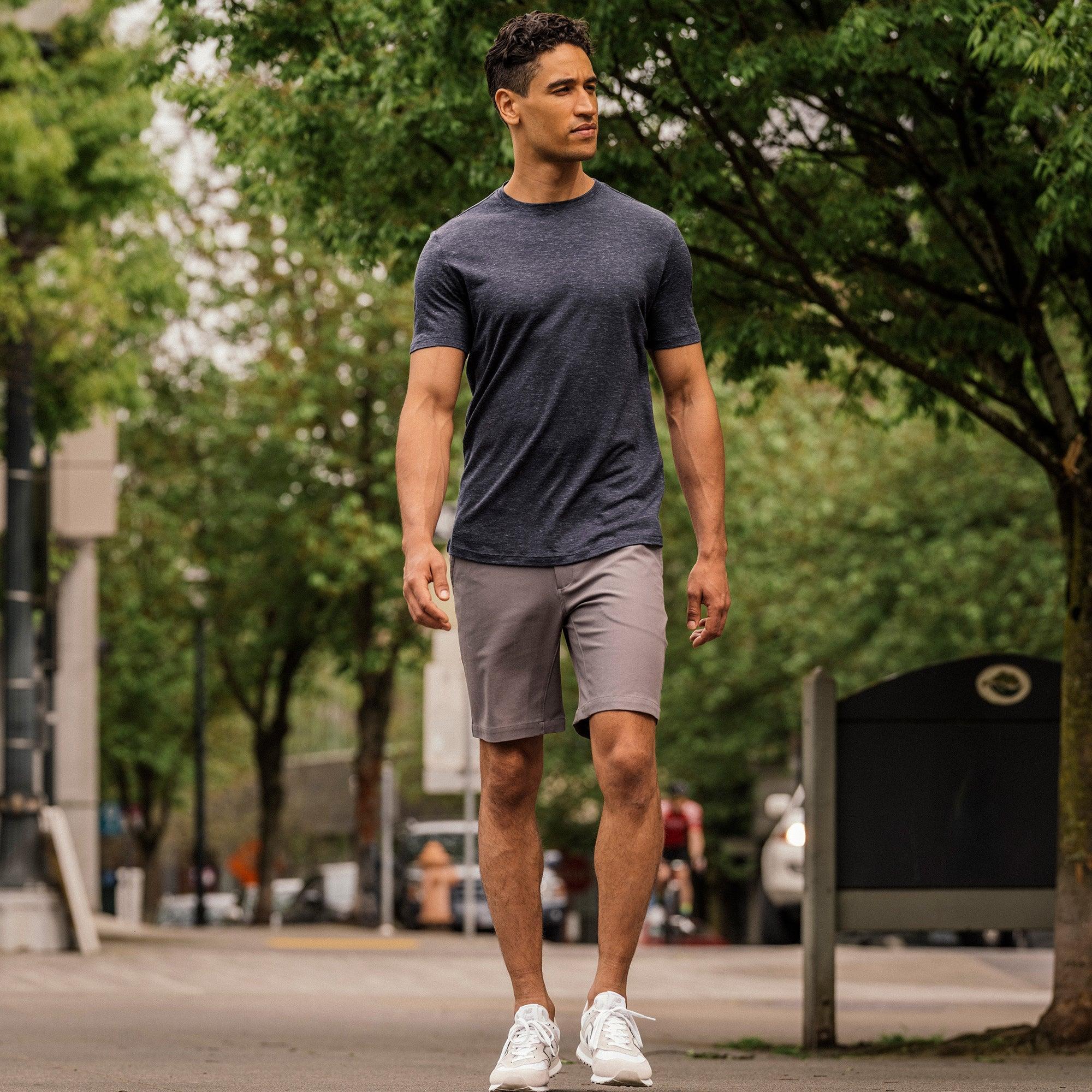 Merino Wool Linen Crew Neck T-Shirt | Washed Navy Product Image