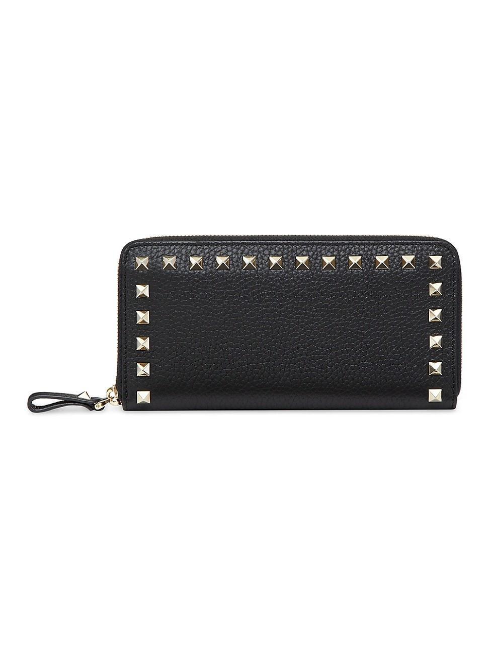 Womens Rockstud Grainy Calfskin Zippered Wallet Product Image