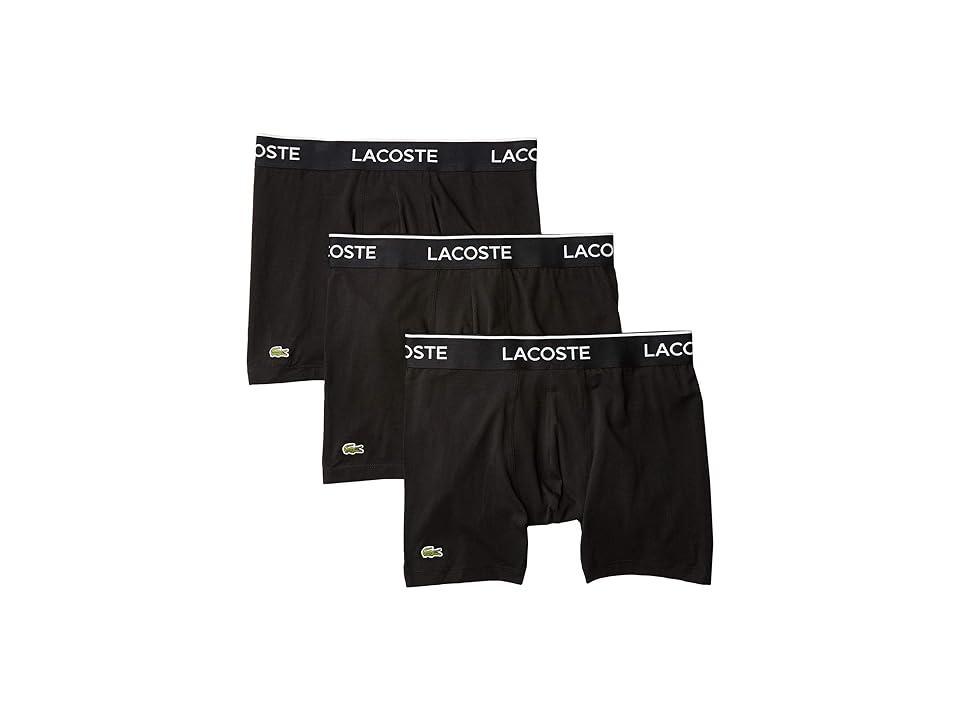 Lacoste Cotton Stretch Logo Waistband Long Boxer Briefs, Pack of 3 Product Image