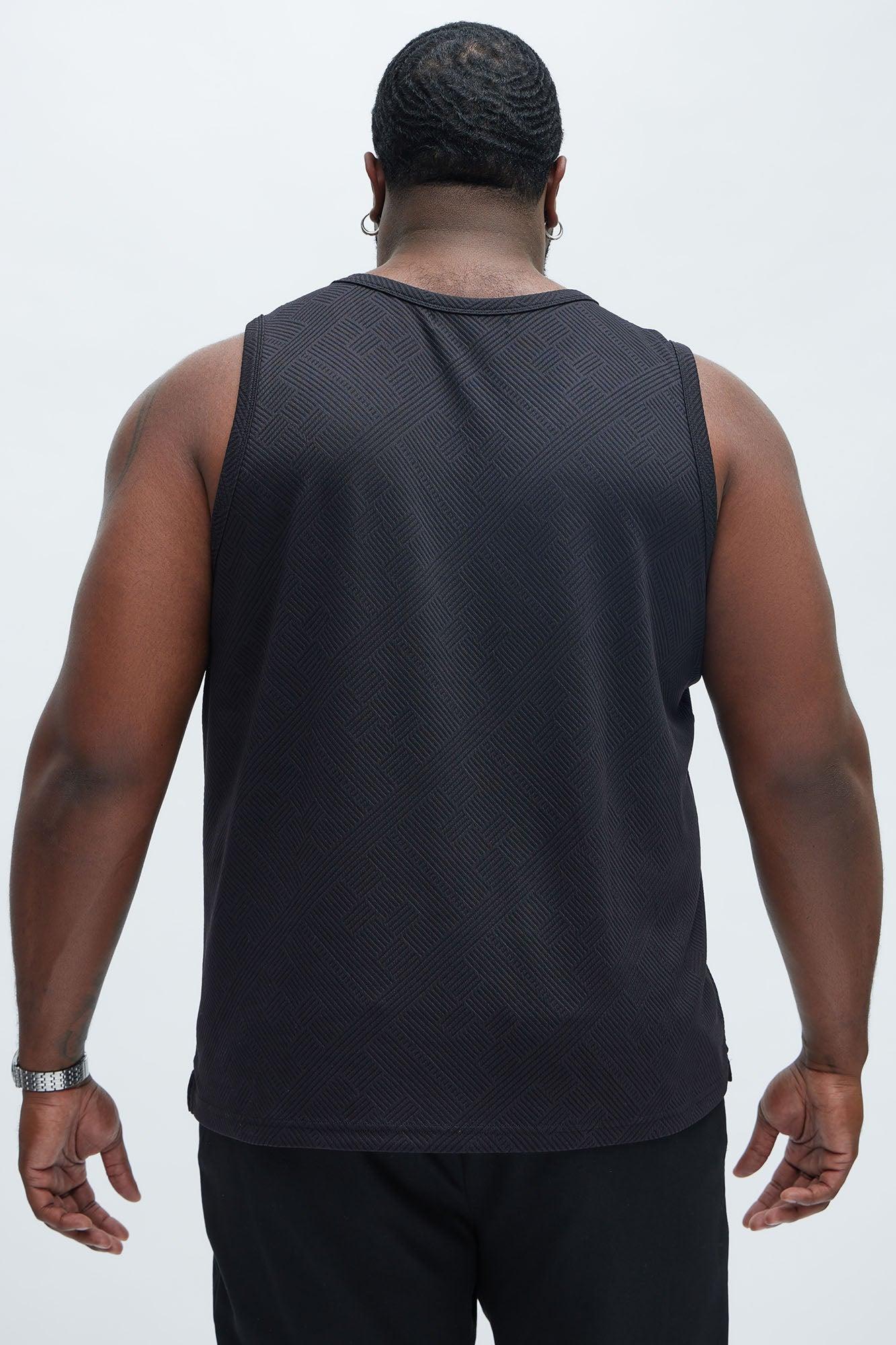 Easton Geo Textured Relaxed Tank Top - Black Product Image