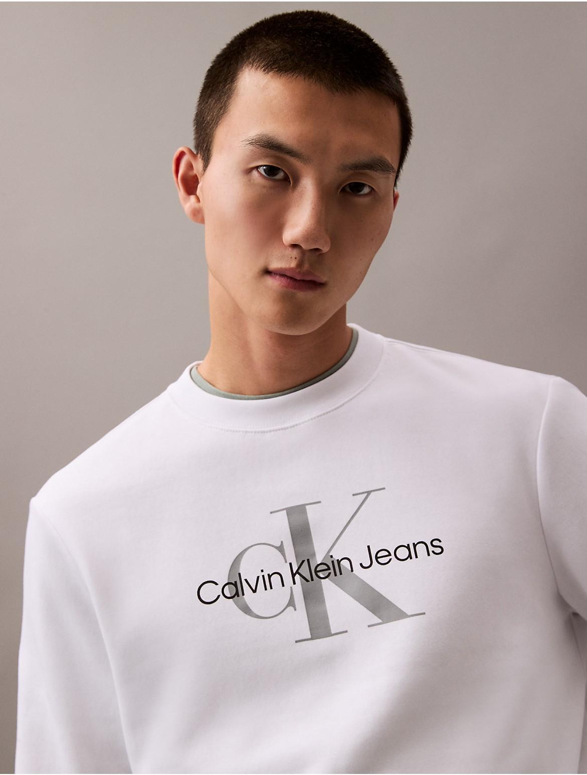Calvin Klein Mens Monologo Fleece Crewneck Sweatshirt - Grey Product Image