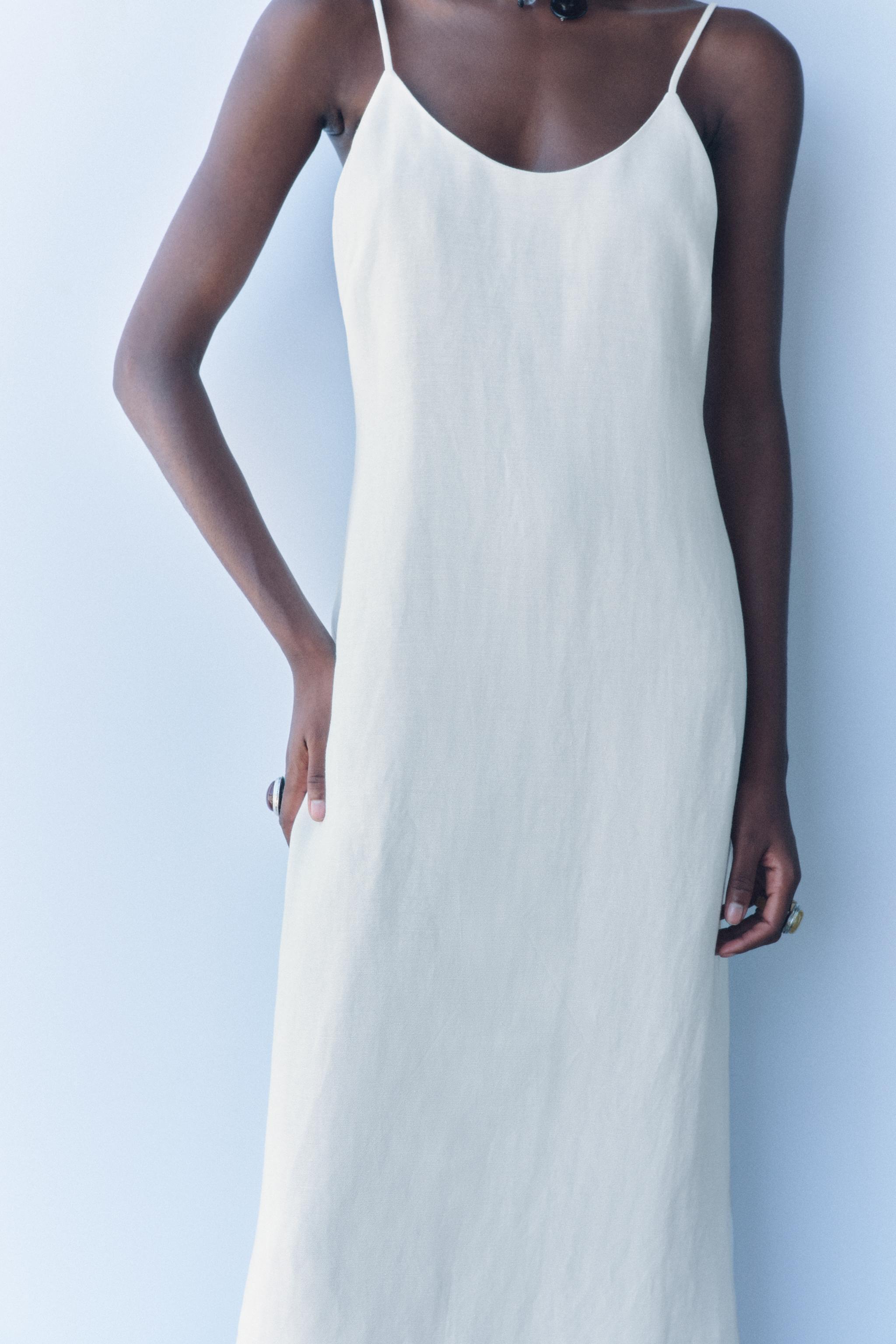 LINEN BLEND MIDI DRESS ZW COLLECTION Product Image