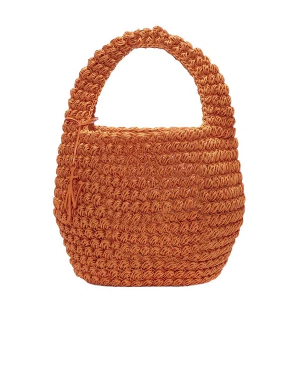 JW ANDERSON Large Popcorn Crochet Bucket Bag In Brown Product Image