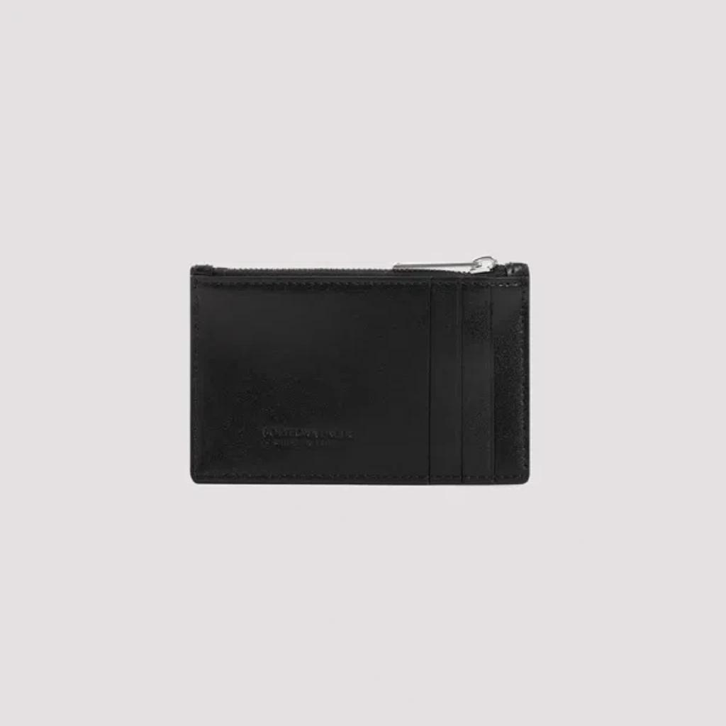 BOTTEGA VENETA Calf Leather Card Holder In  Black Silver Product Image