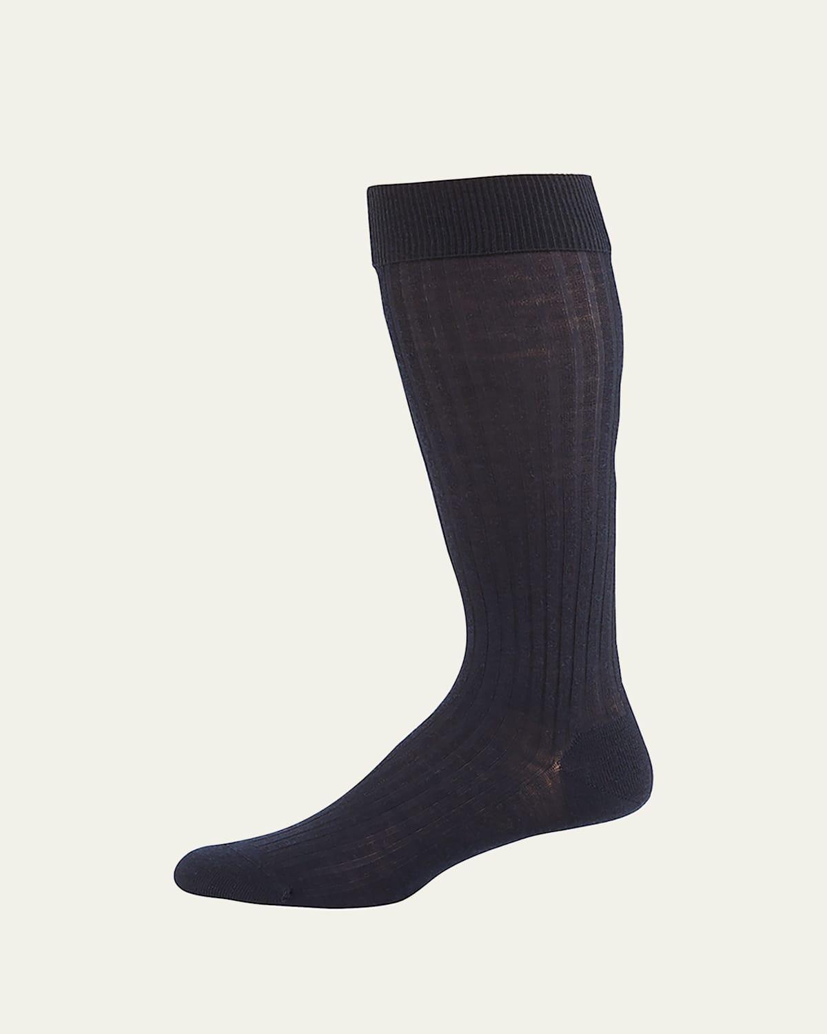 Mens Laburnum Over-the-Calf Ribbed Merino Wool Socks, Size M Product Image