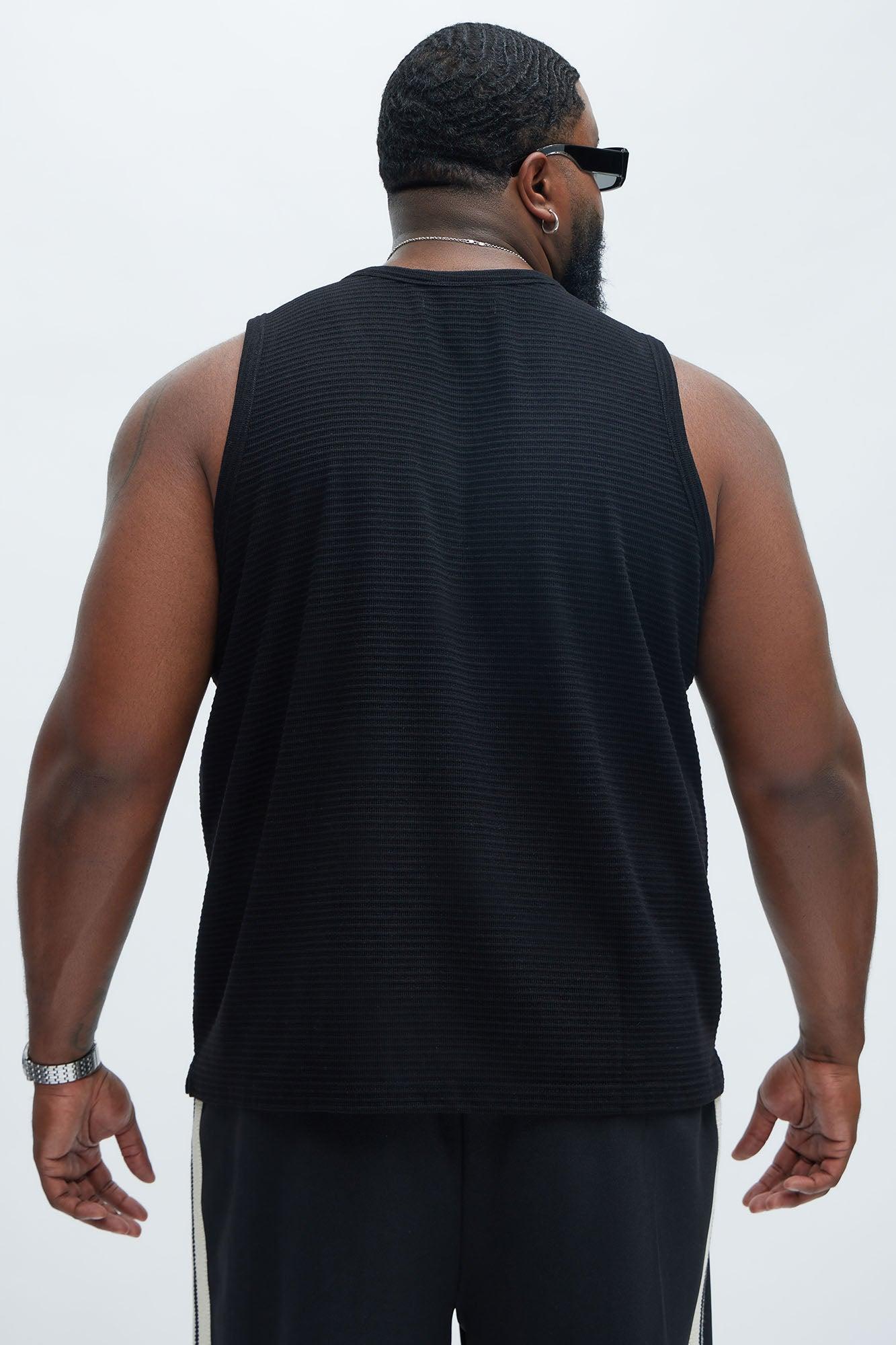 Athens Rib Textured Relaxed Tank - Black Product Image