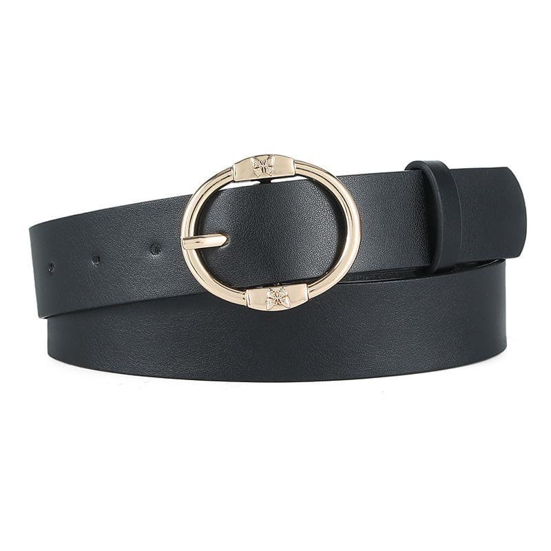 Butterfly Buckled Faux Leather Belt Product Image