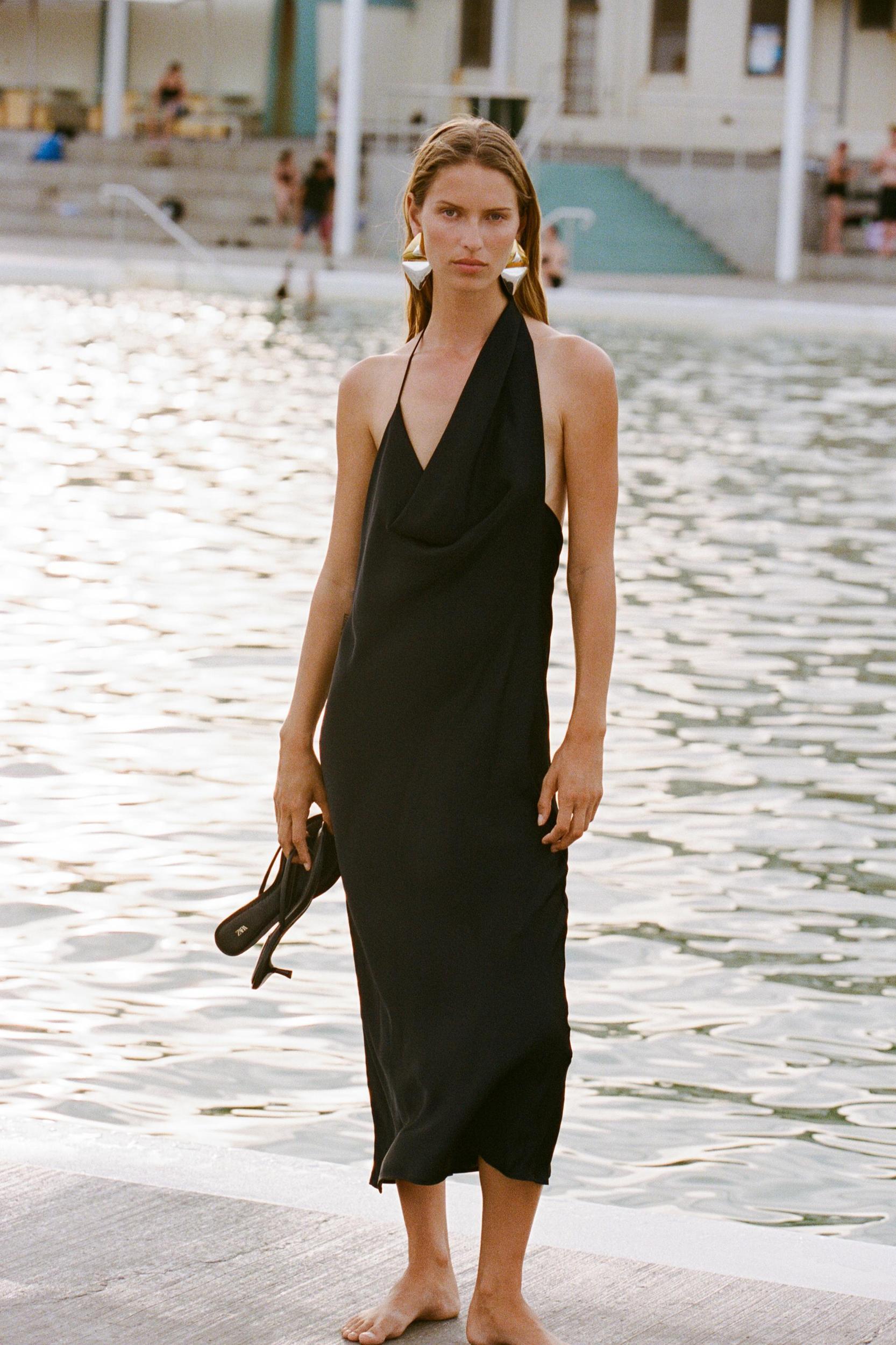 ASYMMETRIC SATIN MIDI DRESS Product Image