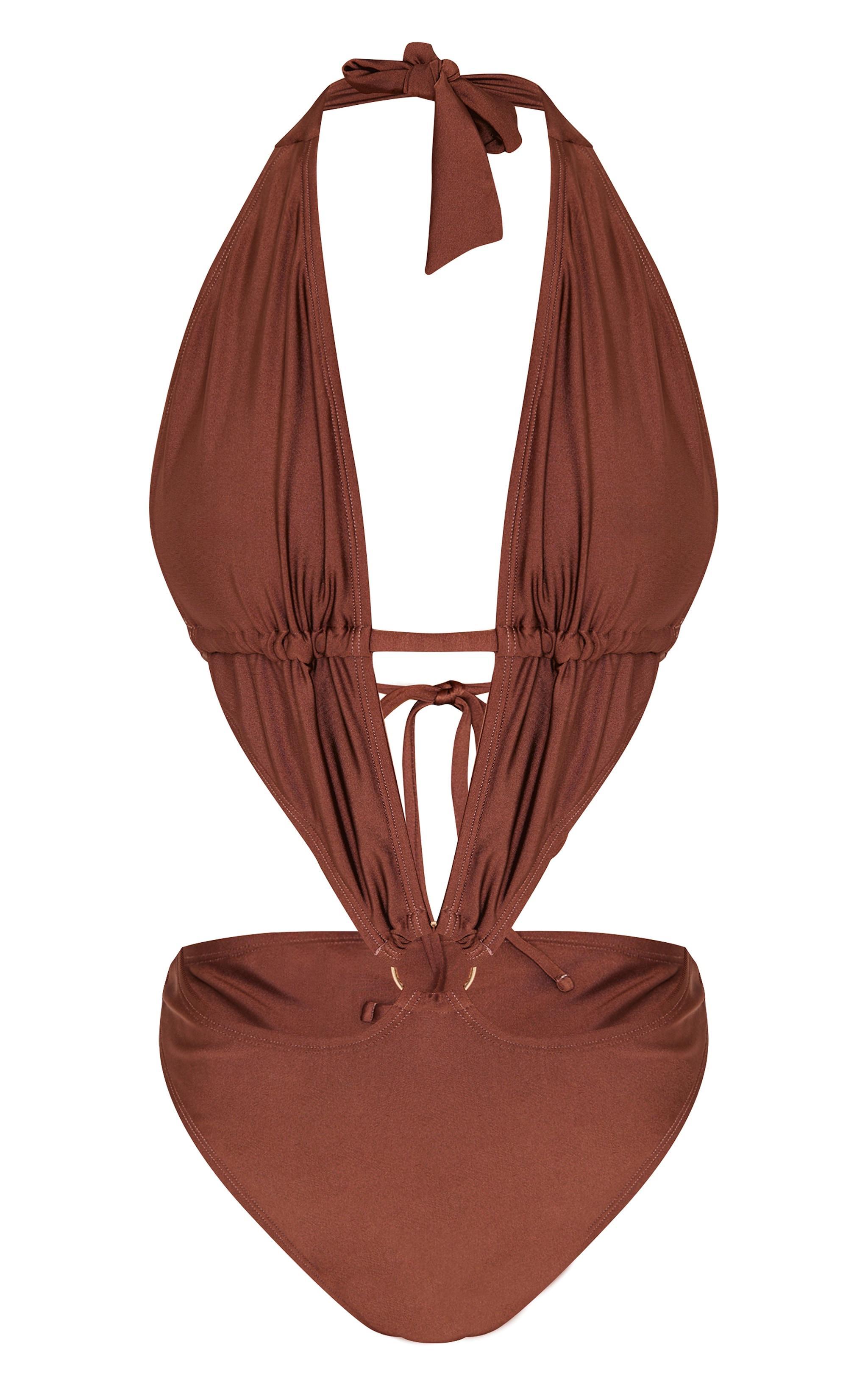 Chocolate Plunge O Ring Cut Out Swimsuit Product Image