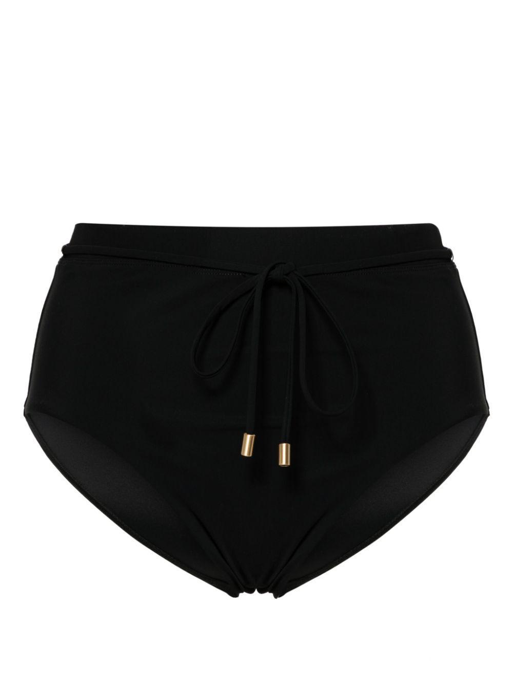 ZIMMERMANN Wylie Textured High-waist Bikini Bottoms In Noir Product Image