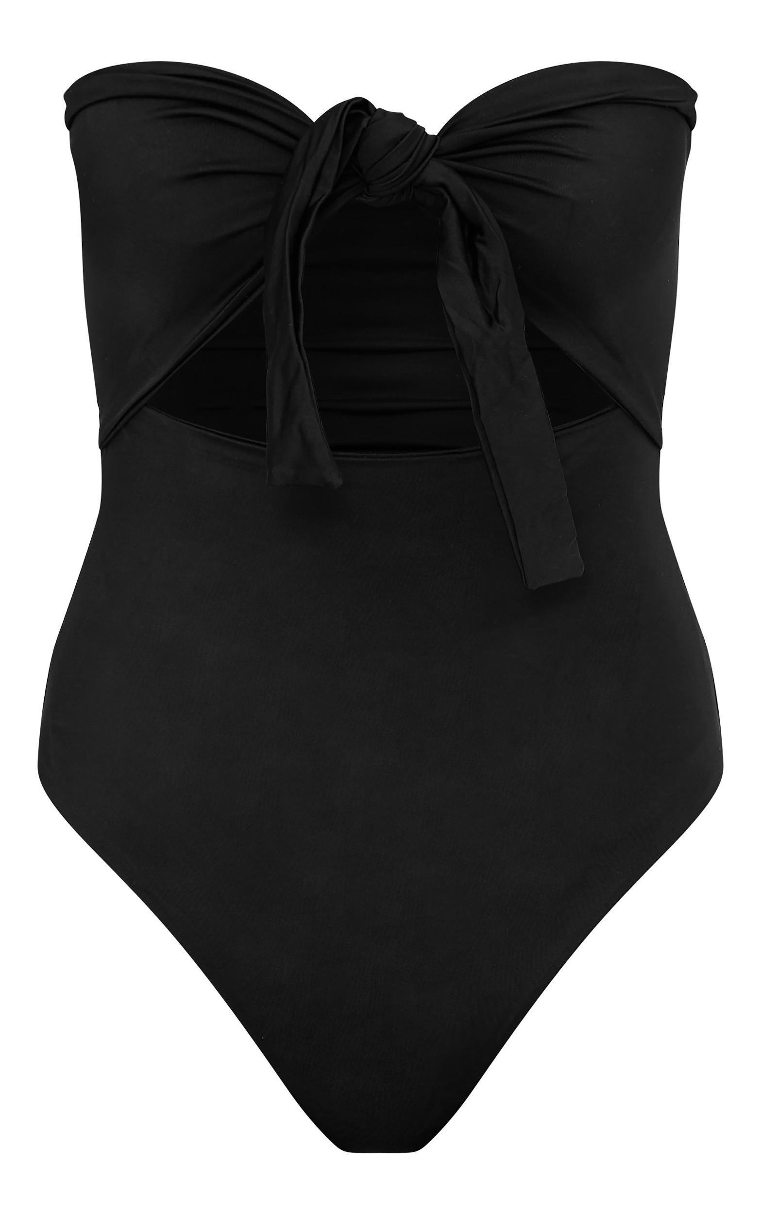 Black Bow Front Cut Out Swimsuit Product Image