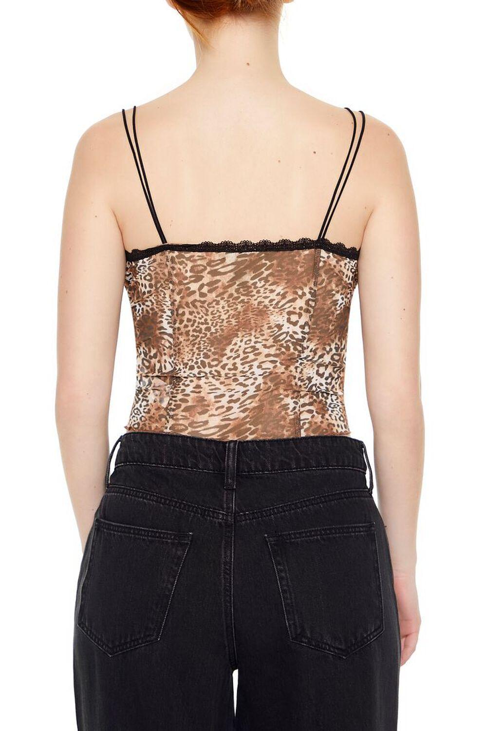 Mesh Leopard Print Cropped Cami | Forever 21 Product Image