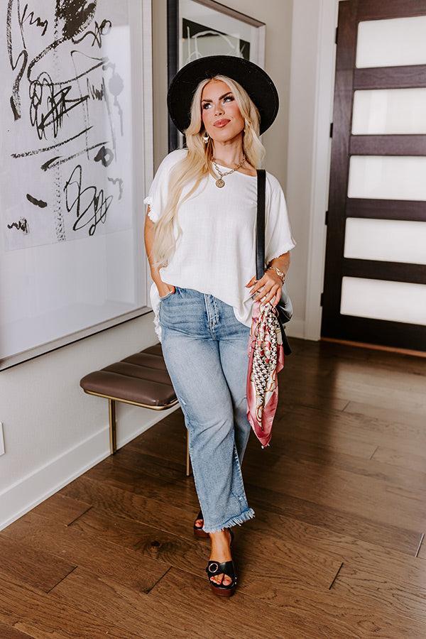 Open Book Frayed Shift Top In Ivory Curves Product Image