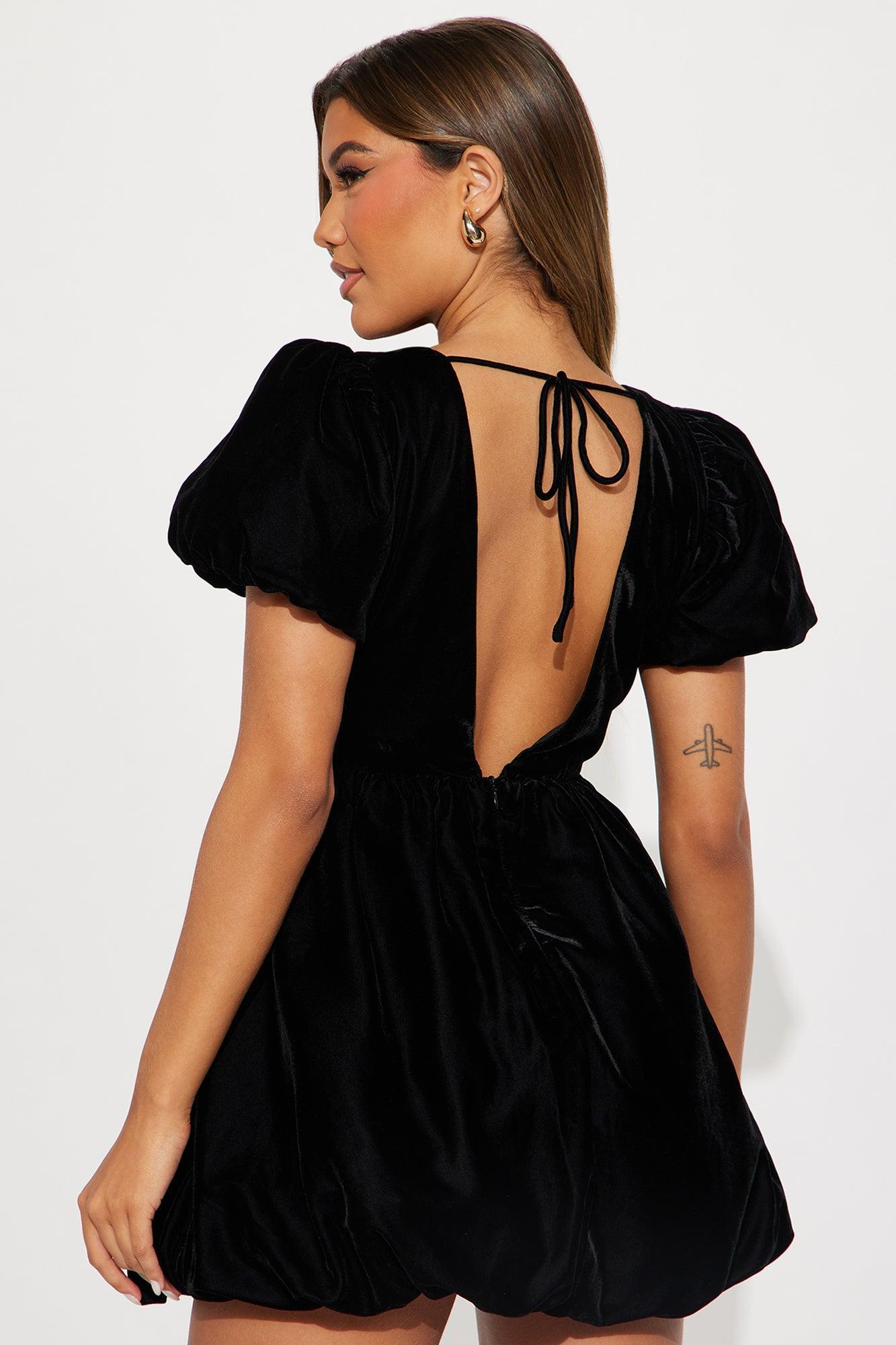 Always Bubble Velvet Micro Mini Dress - Black Product Image