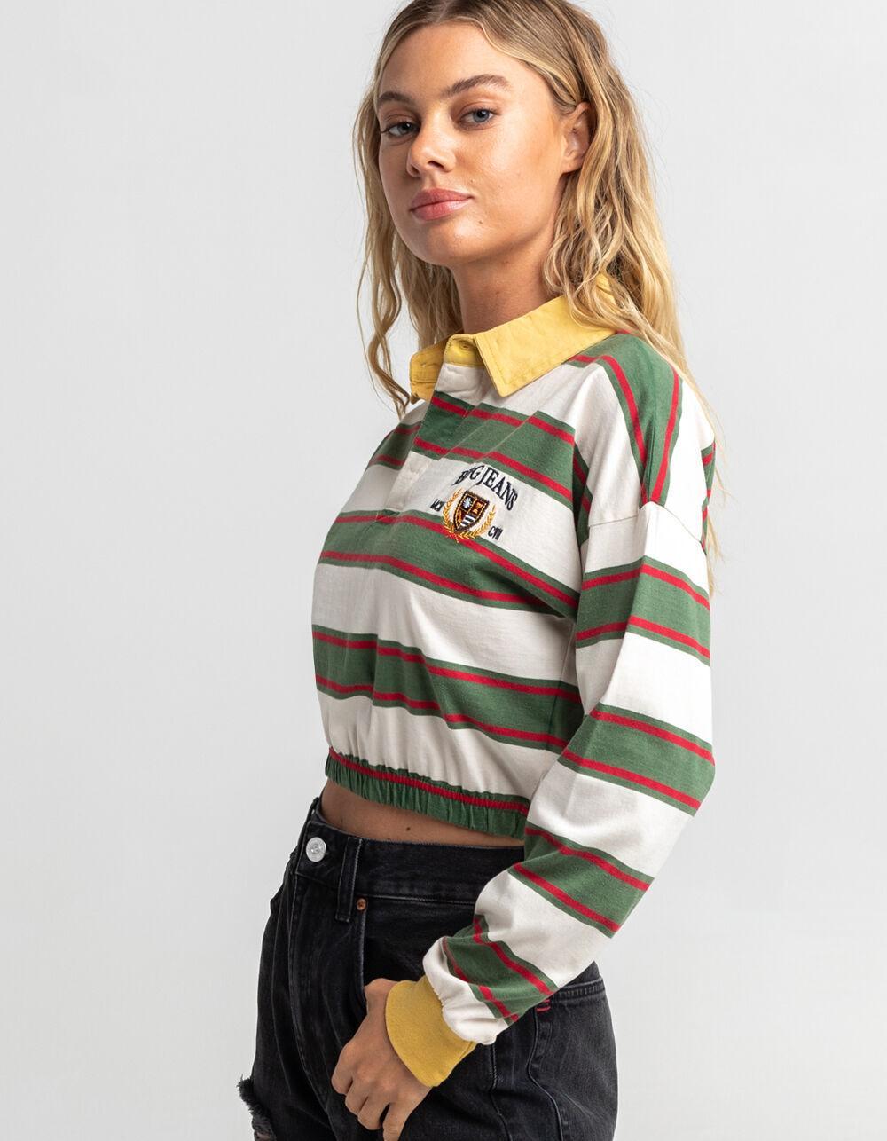 BDG Urban Outfitters Womens Stripe Bubble Hem Rugby Shirt - CREAM Product Image