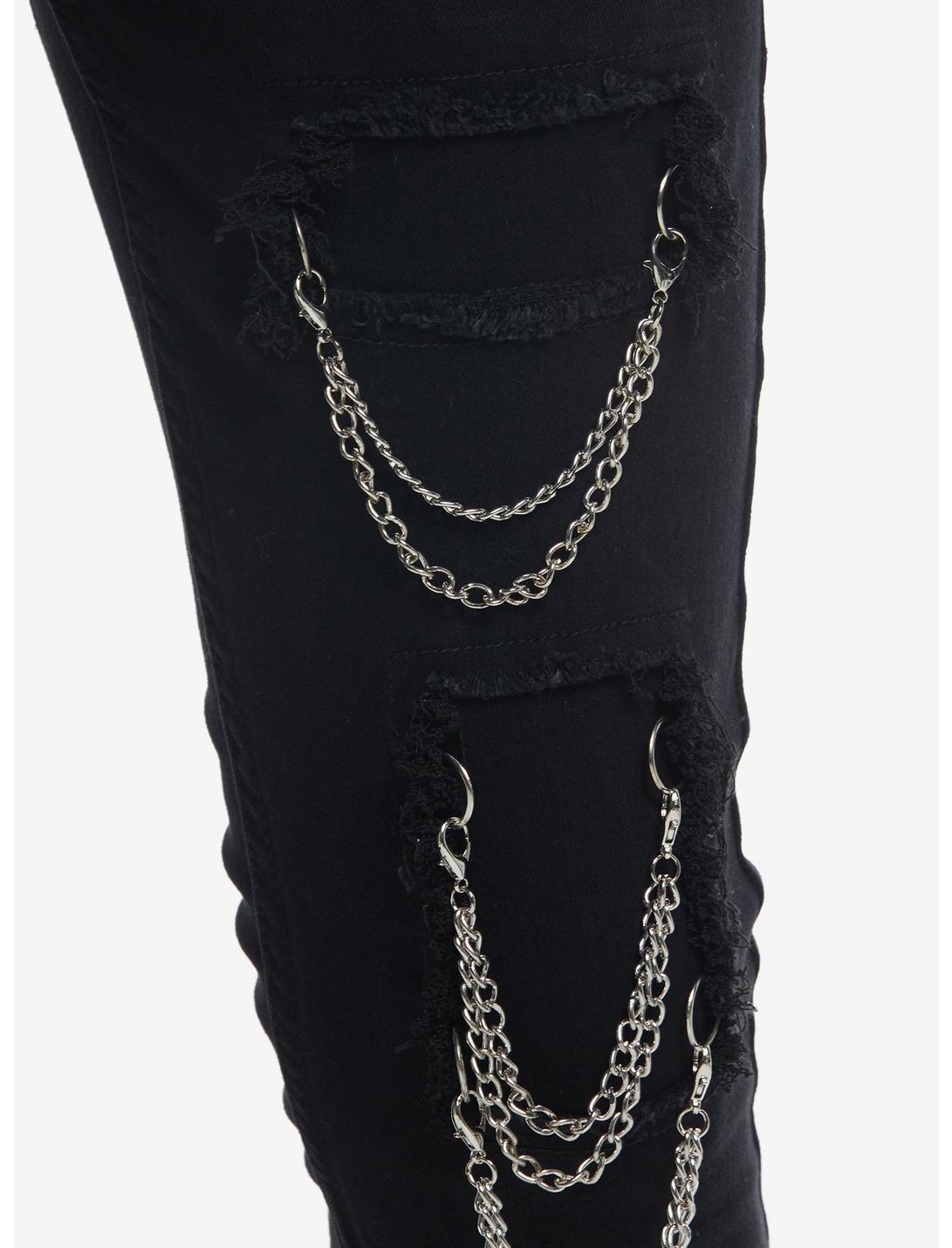 Black Destructed Chain Stinger Jeans Product Image