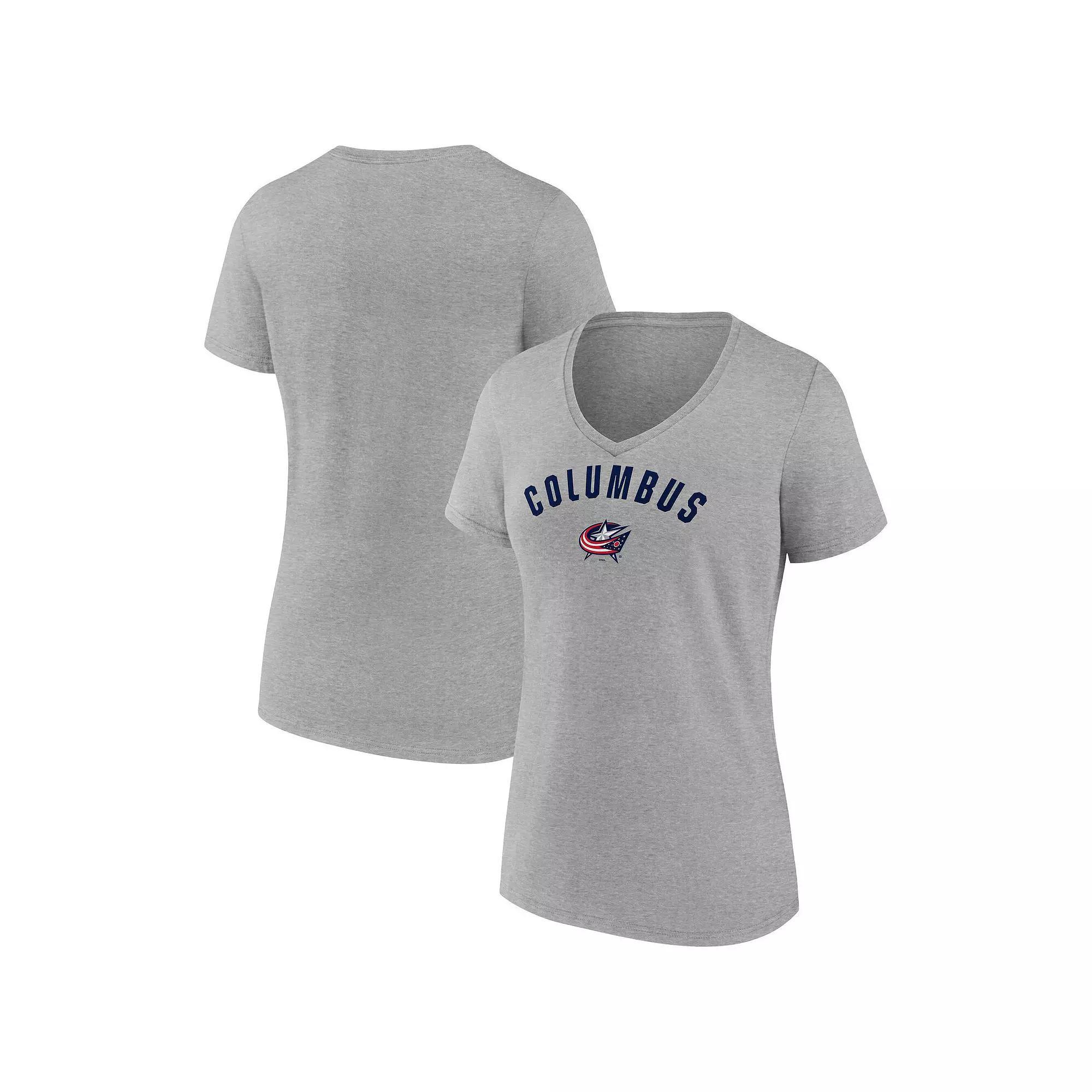 Women's Fanatics Gray Columbus Blue Jackets V-Neck T-Shirt,  Product Image
