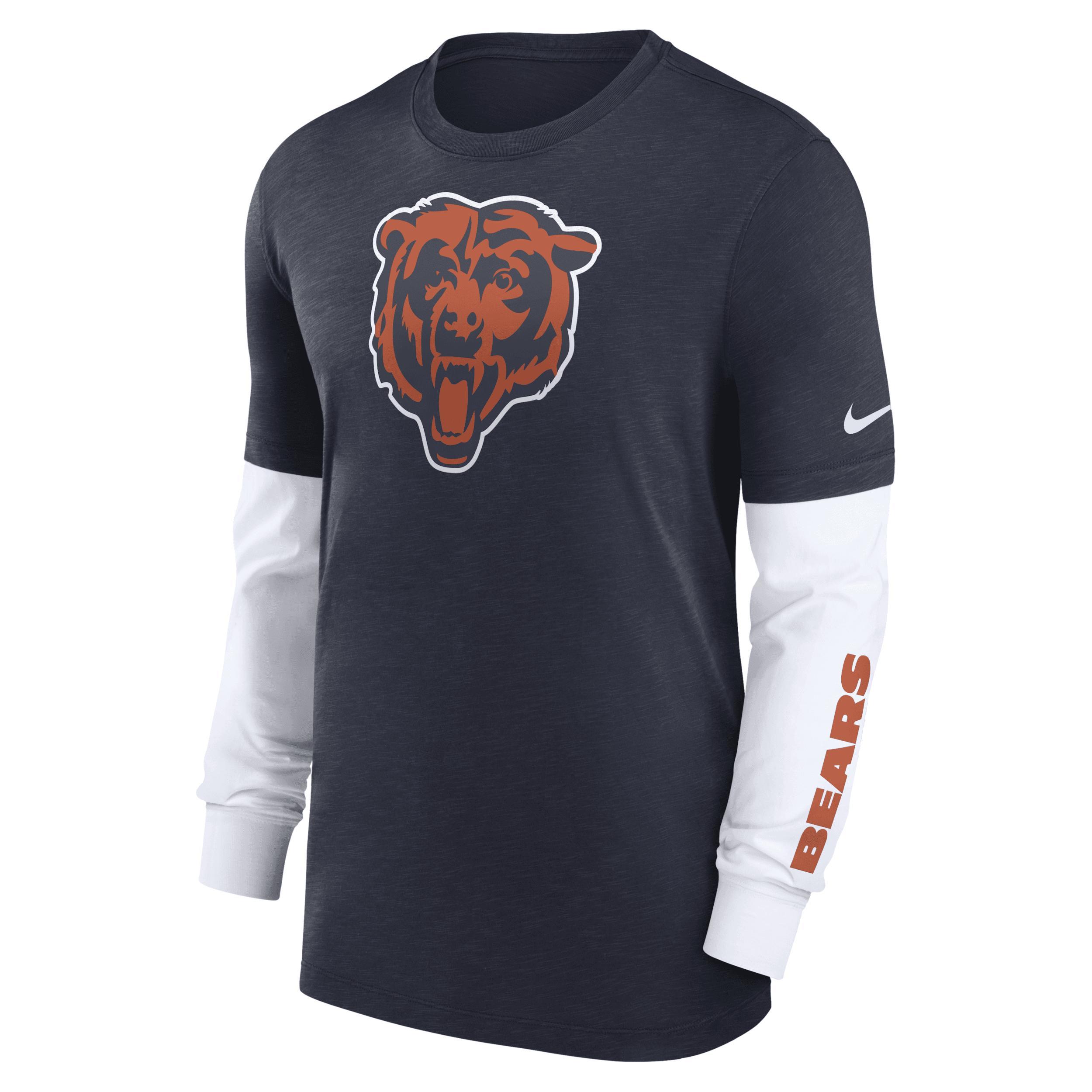 Mens Nike Heather Chicago Bears Slub Fashion Long Sleeve T-Shirt Blue Product Image