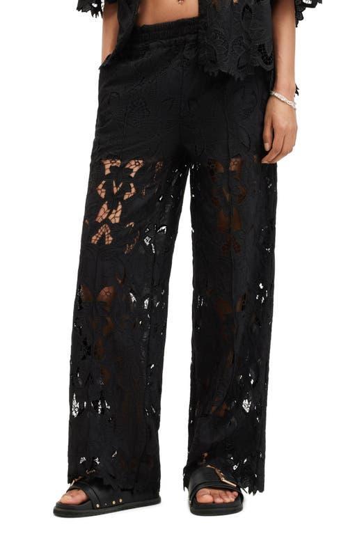 ALLSAINTS Charli Embroidered Straight Fit Pants In Black Product Image