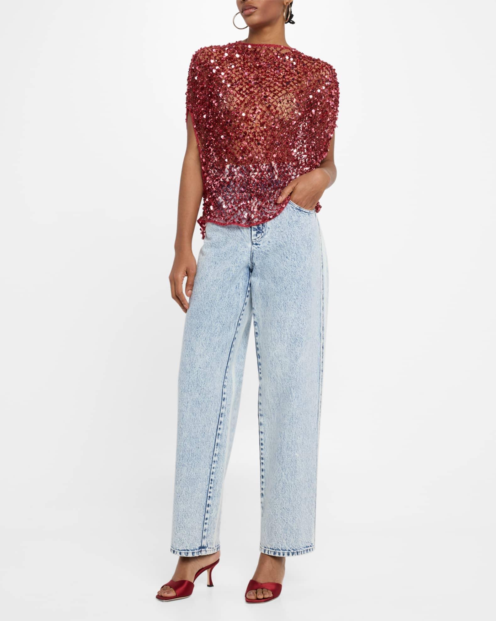 Sequin Net Mesh Cape Top Product Image