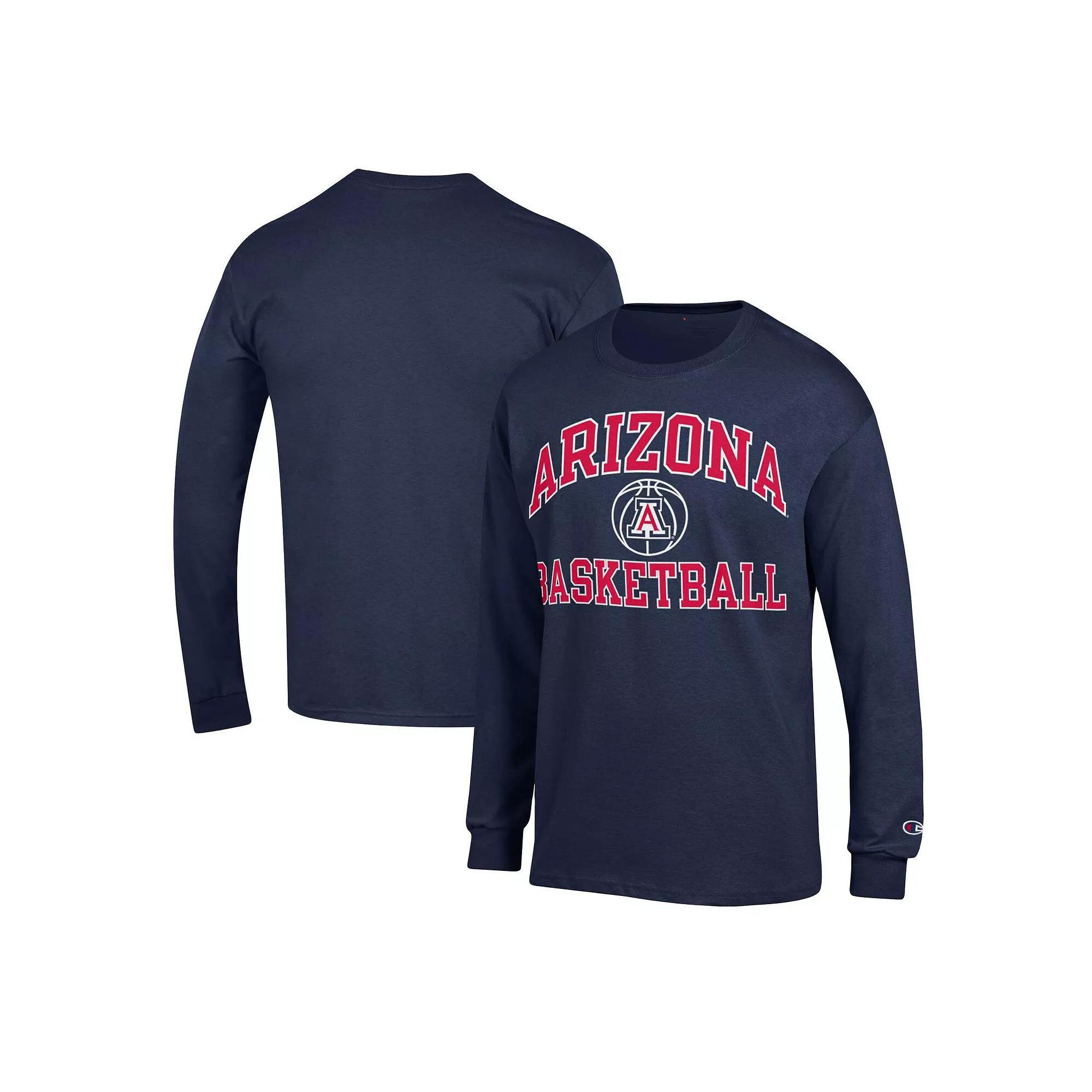 Men's Champion Navy Arizona Wildcats Basketball Icon Long Sleeve T-Shirt,  Product Image