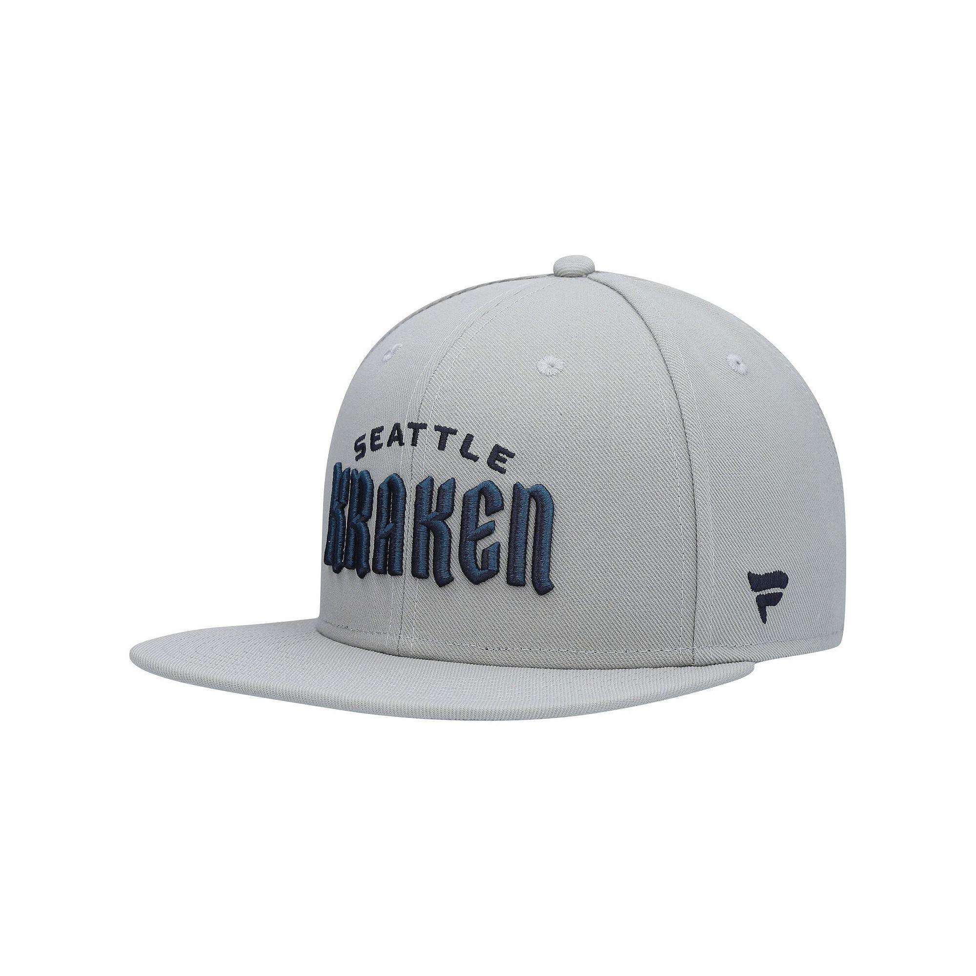 Men's Fanatics Branded Gray Seattle Kraken Wordmark Logo Snapback Hat, Krk Grey Product Image