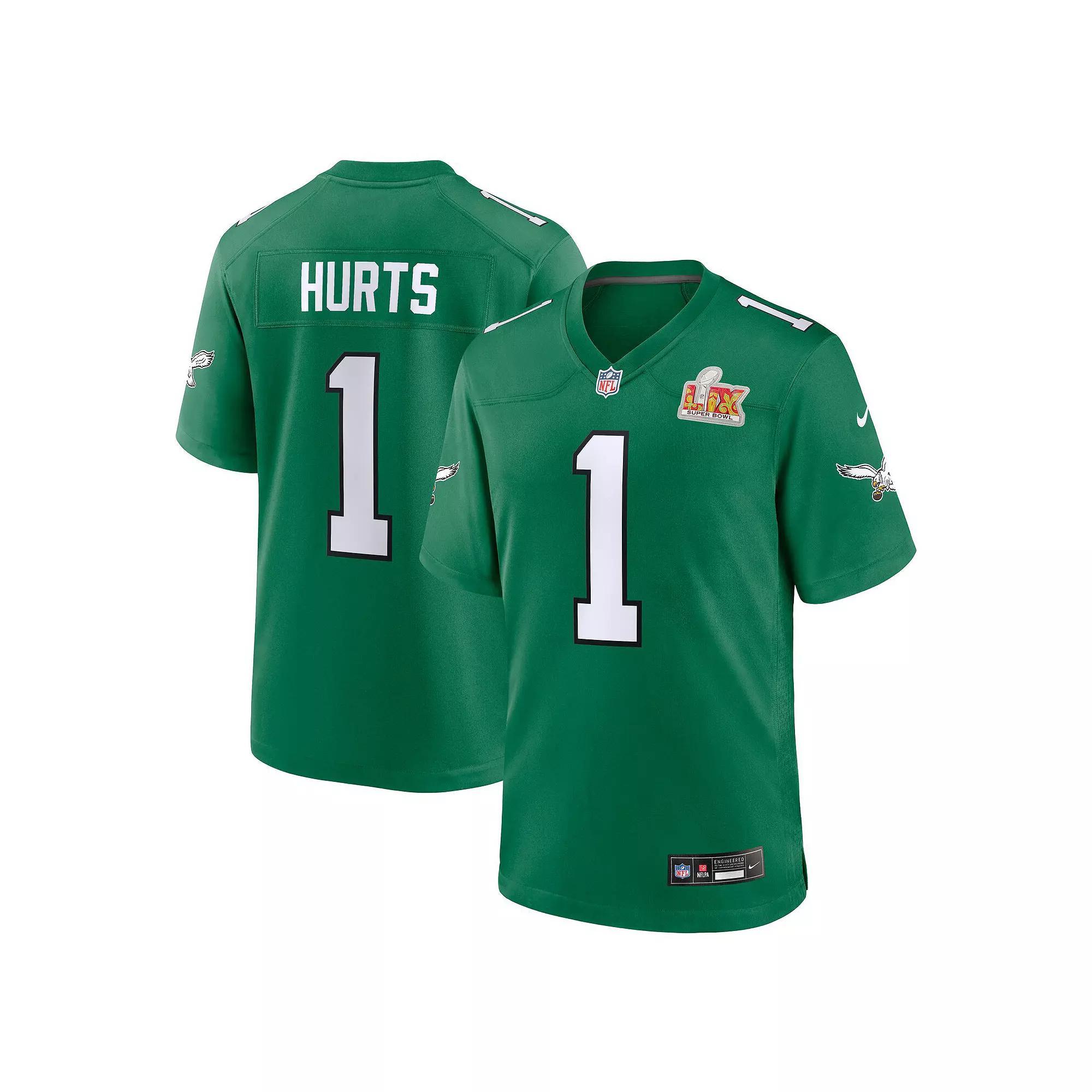 Men's Nike Jalen Hurts Kelly Green Philadelphia Eagles Super Bowl LIX 2nd Alternate Game Jersey, Size: 3XL Product Image